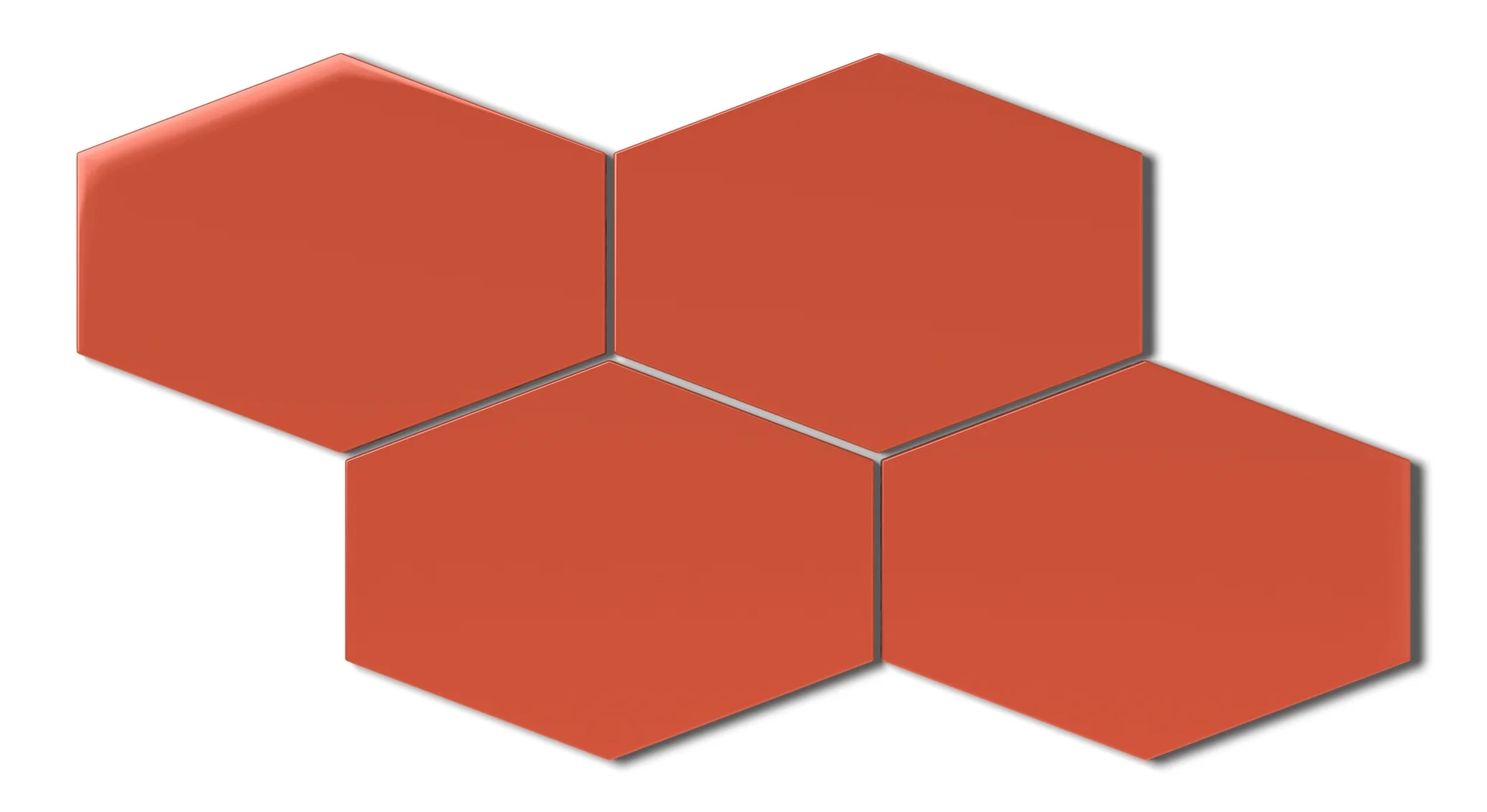 Elongated Hexagon Natural Press Ceramic Tile in Vermillion Gloss - Rockland Interiors Inc.