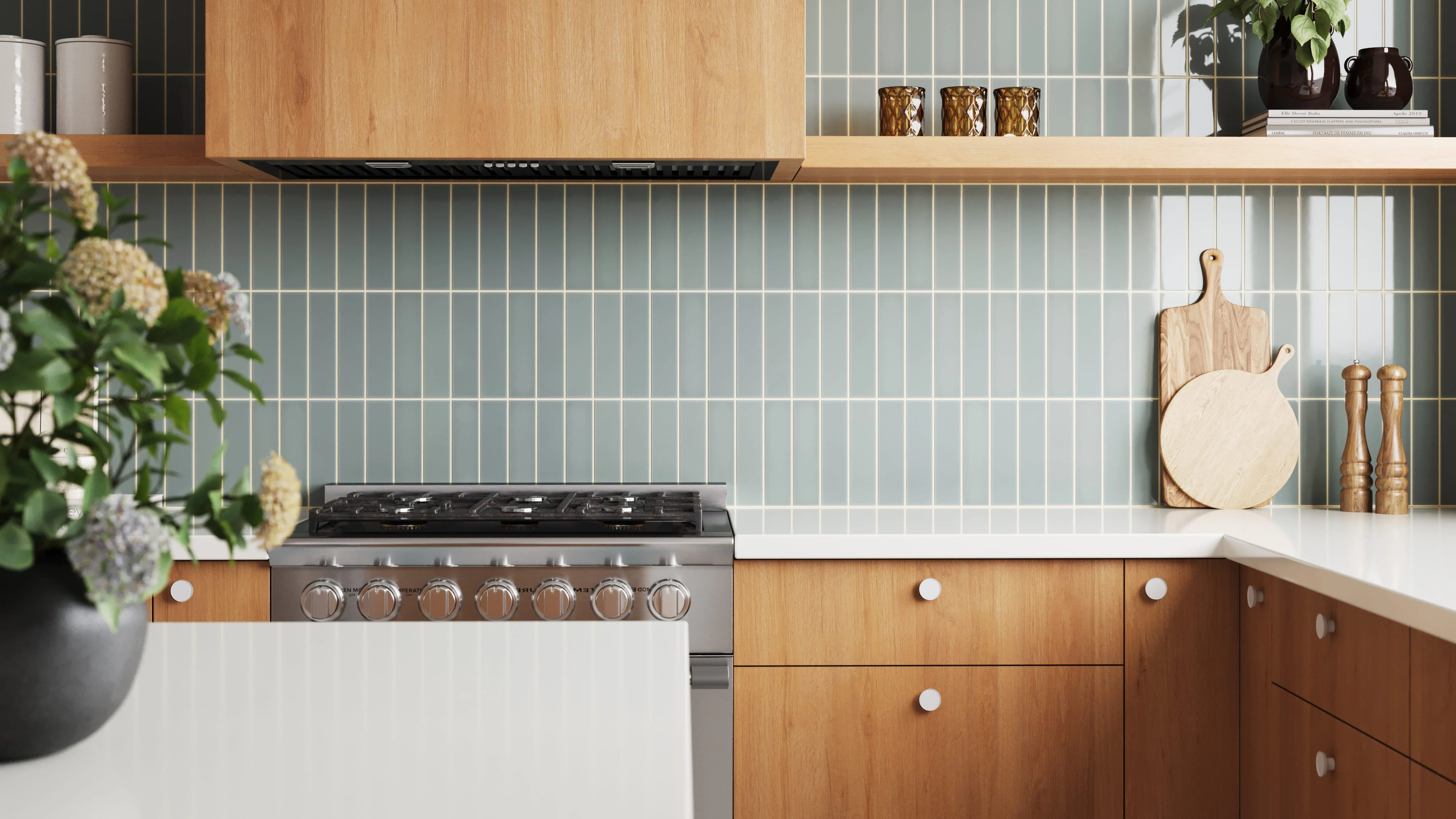 2x8 Natural Press Ceramic Tile in Hood River Gloss - Rockland Interiors Inc.