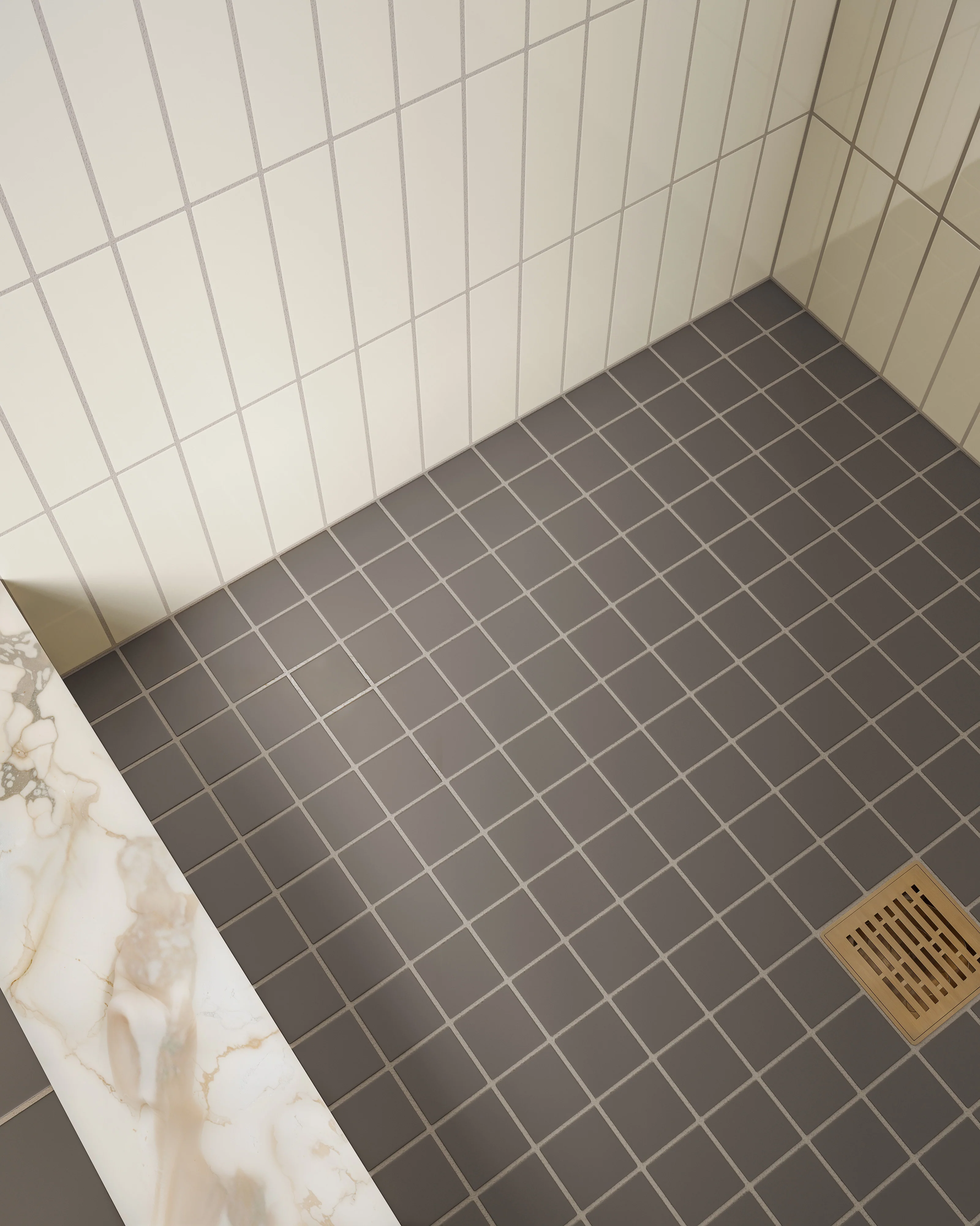 2x2 Straight Set Sheeted Natural Press Ceramic Mosaic Tile in Timberline Matte - Rockland Interiors Inc.