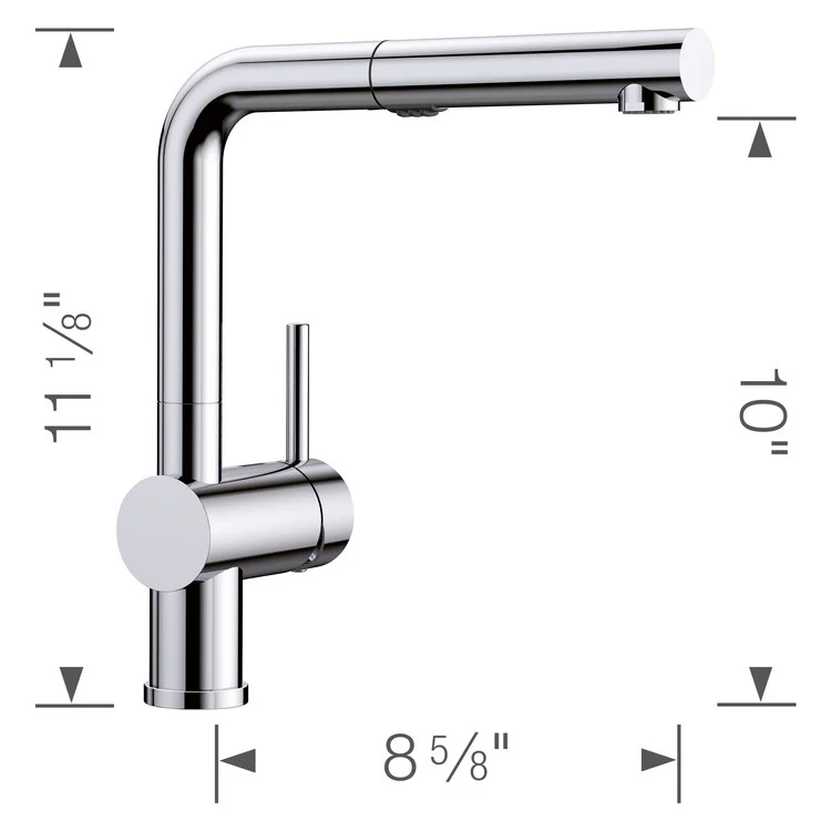 Kitchen Faucet Linus 1 Lever CALGreen Chrome Pull-Out 2 Function 160 DEG Swivel 1 Hole 1.5 Gallons per Minute - Rockland Interiors Inc.
