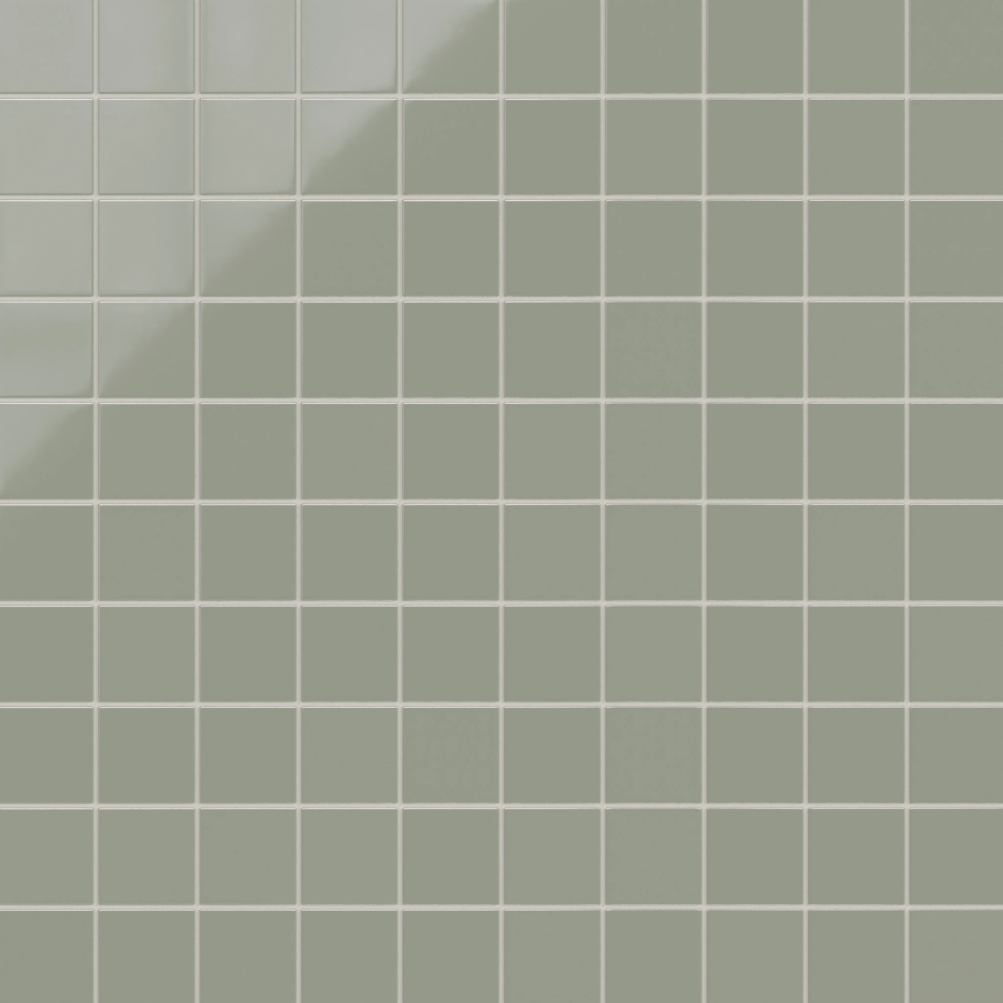 3x3 Straight Set Sheeted Natural Press Ceramic Mosaic Tile in Terre Verte Gloss - Rockland Interiors Inc.