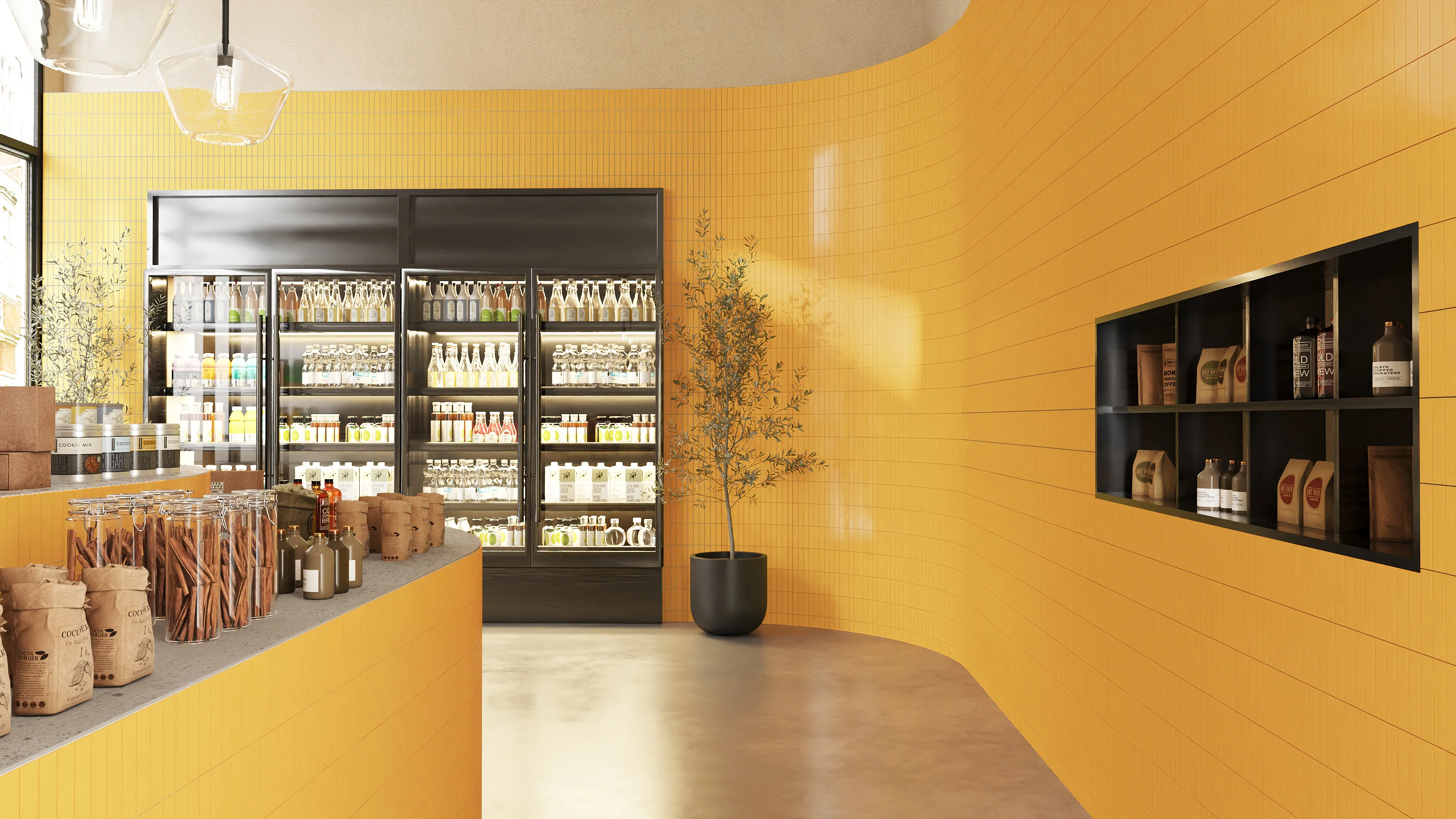 2x8 Natural Press Ceramic Tile in Yellow Ochre Matte - Rockland Interiors Inc.