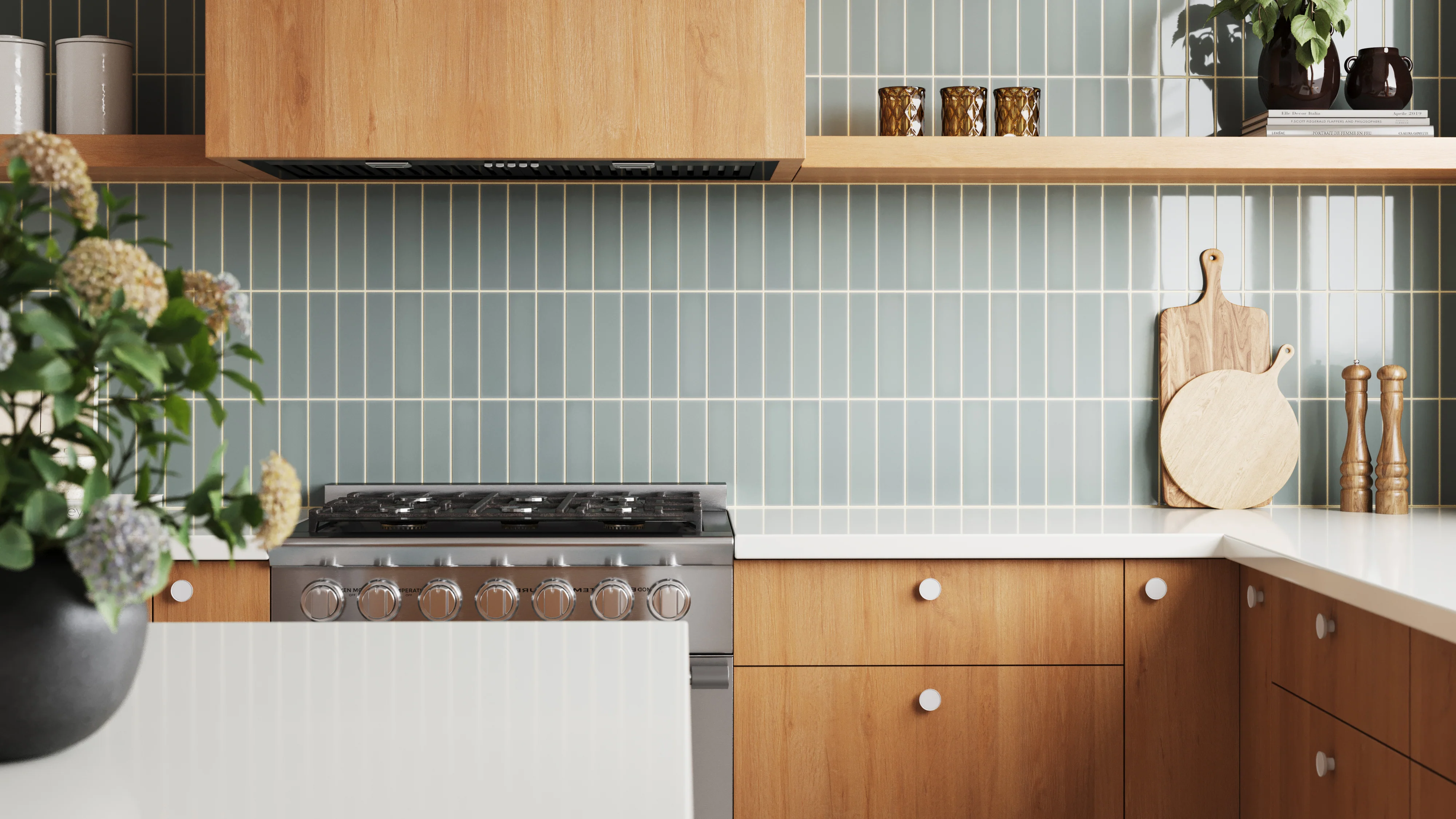 2x8 Natural Press Ceramic Tile in Hood River Gloss - Rockland Interiors Inc.