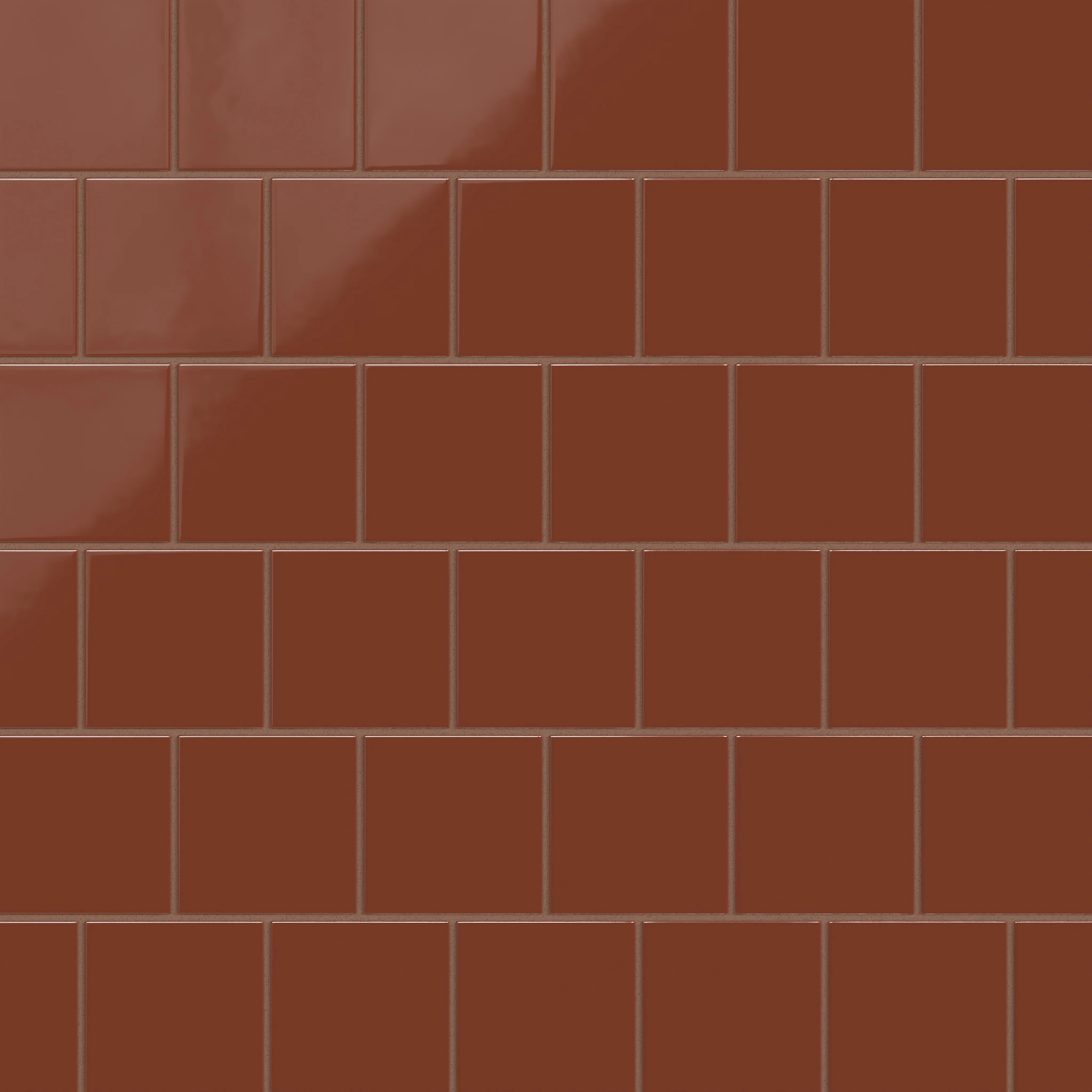 4x4 Natural Press Ceramic Tile in Red Iron Oxide Gloss - Rockland Interiors Inc.
