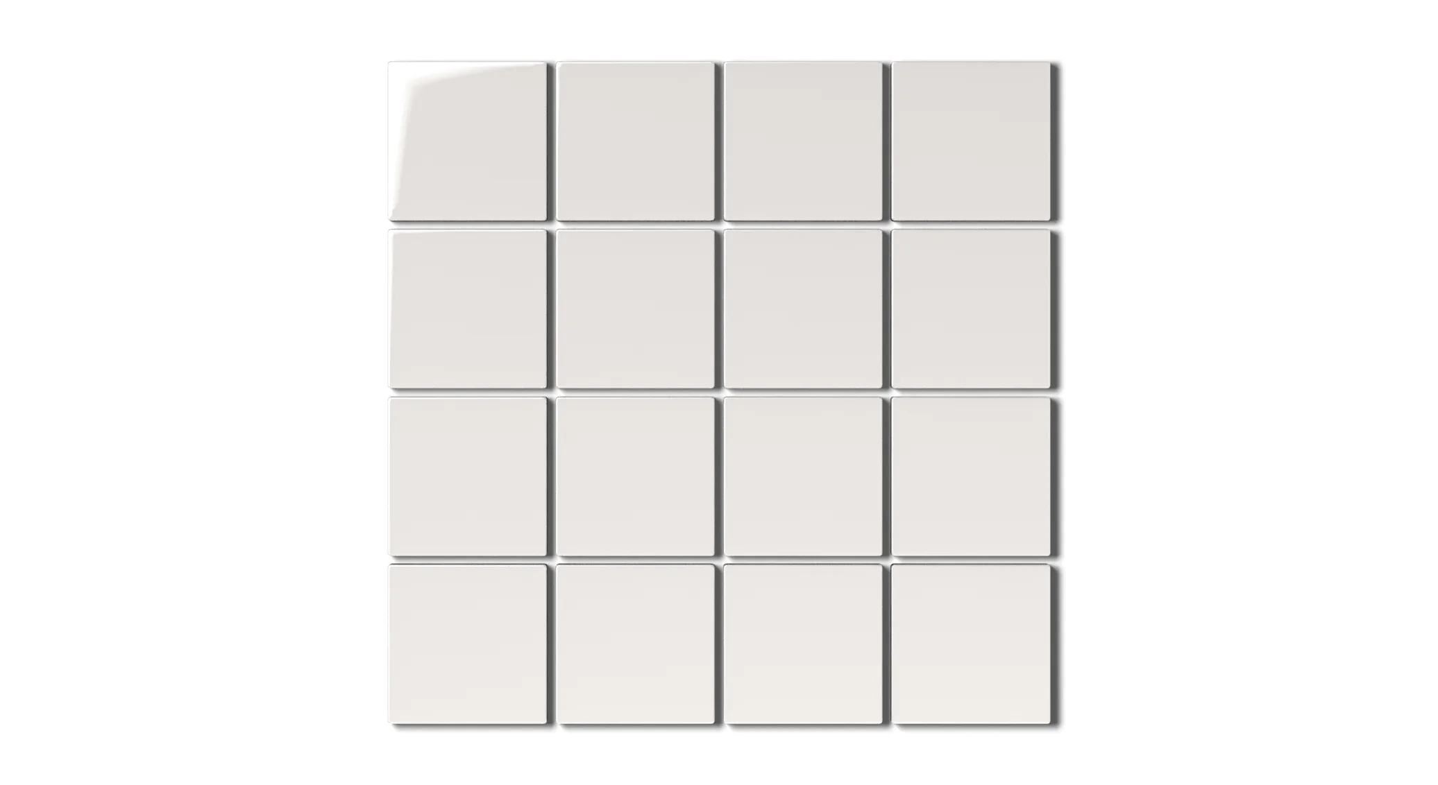 3x3 Straight Set Sheeted Natural Press Ceramic Mosaic Tile in Flake White Gloss - Rockland Interiors Inc.