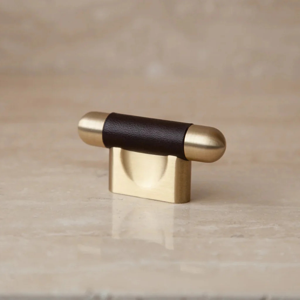 Mineral Leather Wrapped Metal Knob - Rockland Interiors Inc.