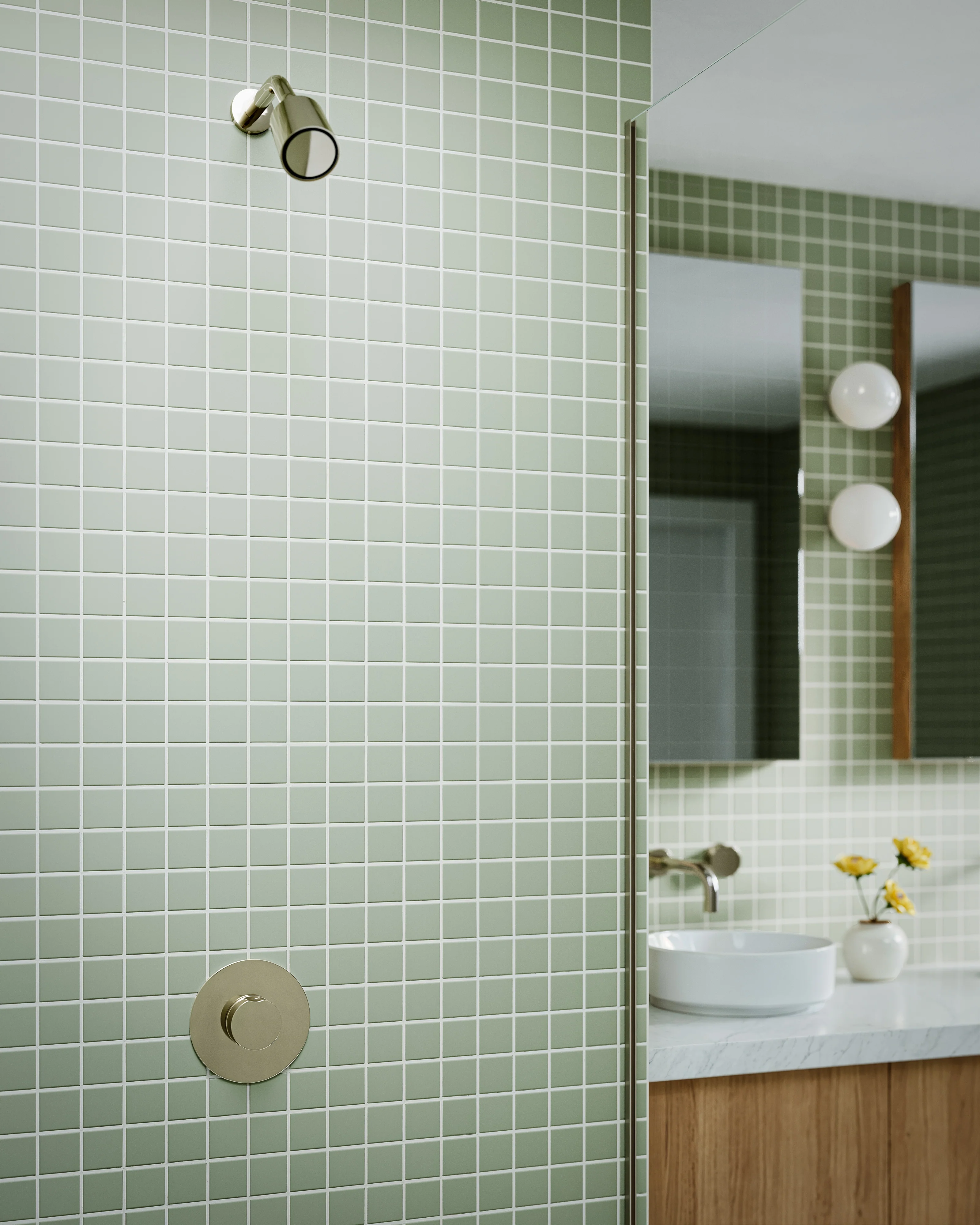 2x2 Straight Set Sheeted Natural Press Ceramic Mosaic Tile in Manzanita Matte - Rockland Interiors Inc.