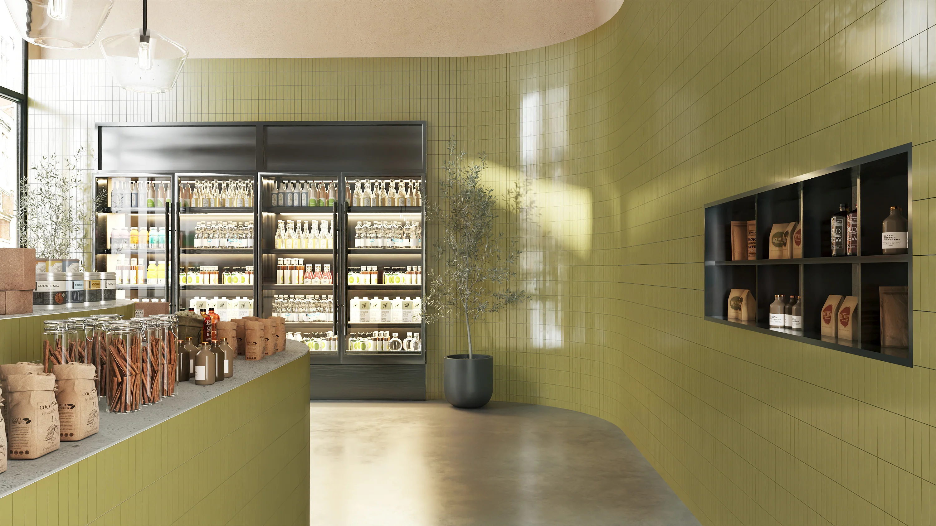 2x8 Natural Press Ceramic Tile in Sap Green Gloss - Rockland Interiors Inc.