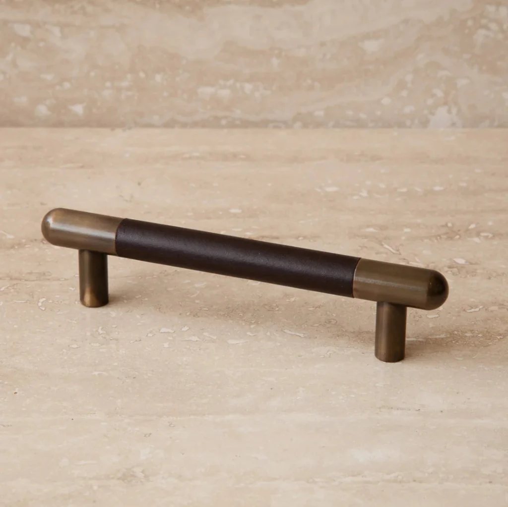 Mineral Leather Wrapped Metal Bar Pull - Rockland Interiors Inc.
