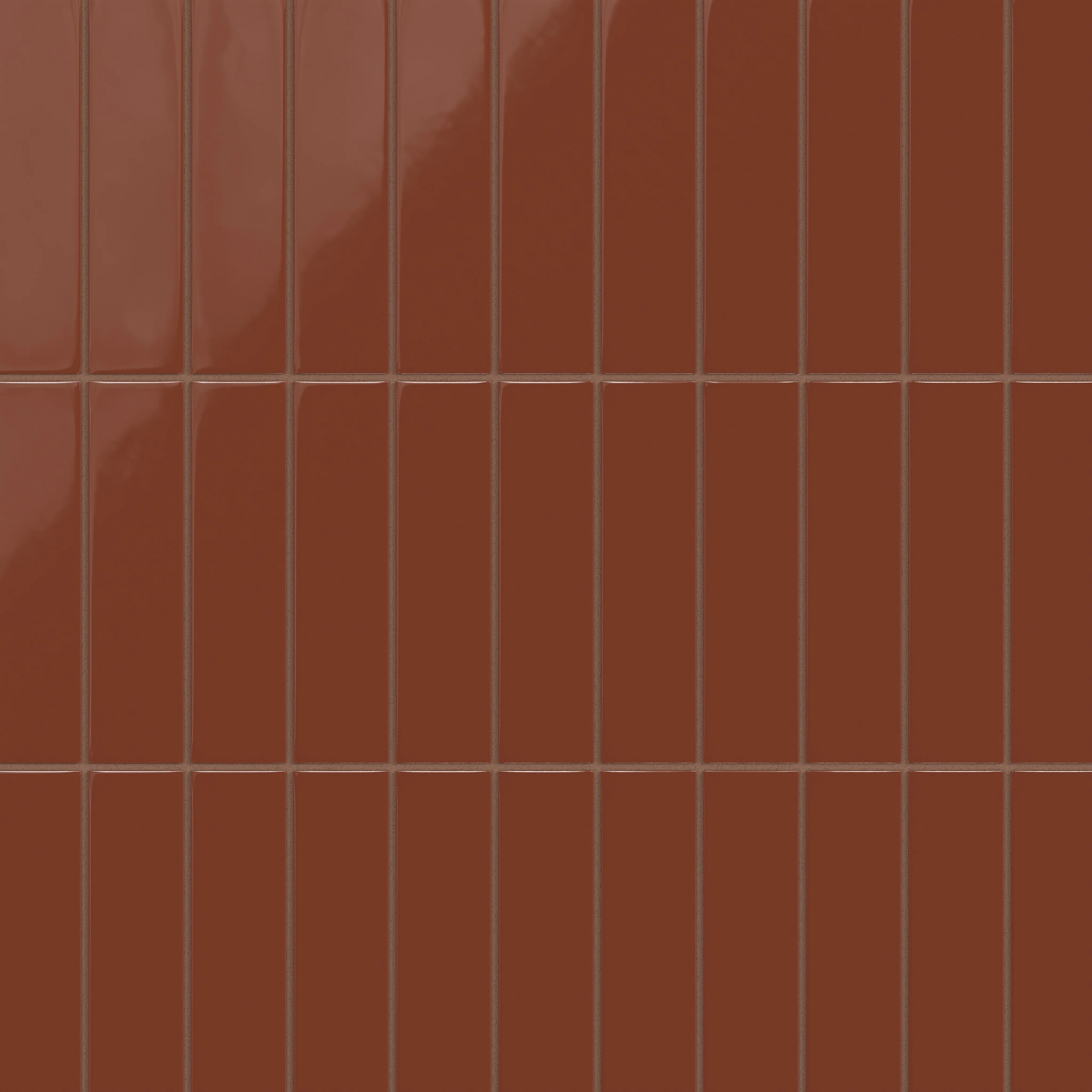 2x8 Natural Press Ceramic Tile in Red Iron Oxide Gloss - Rockland Interiors Inc.