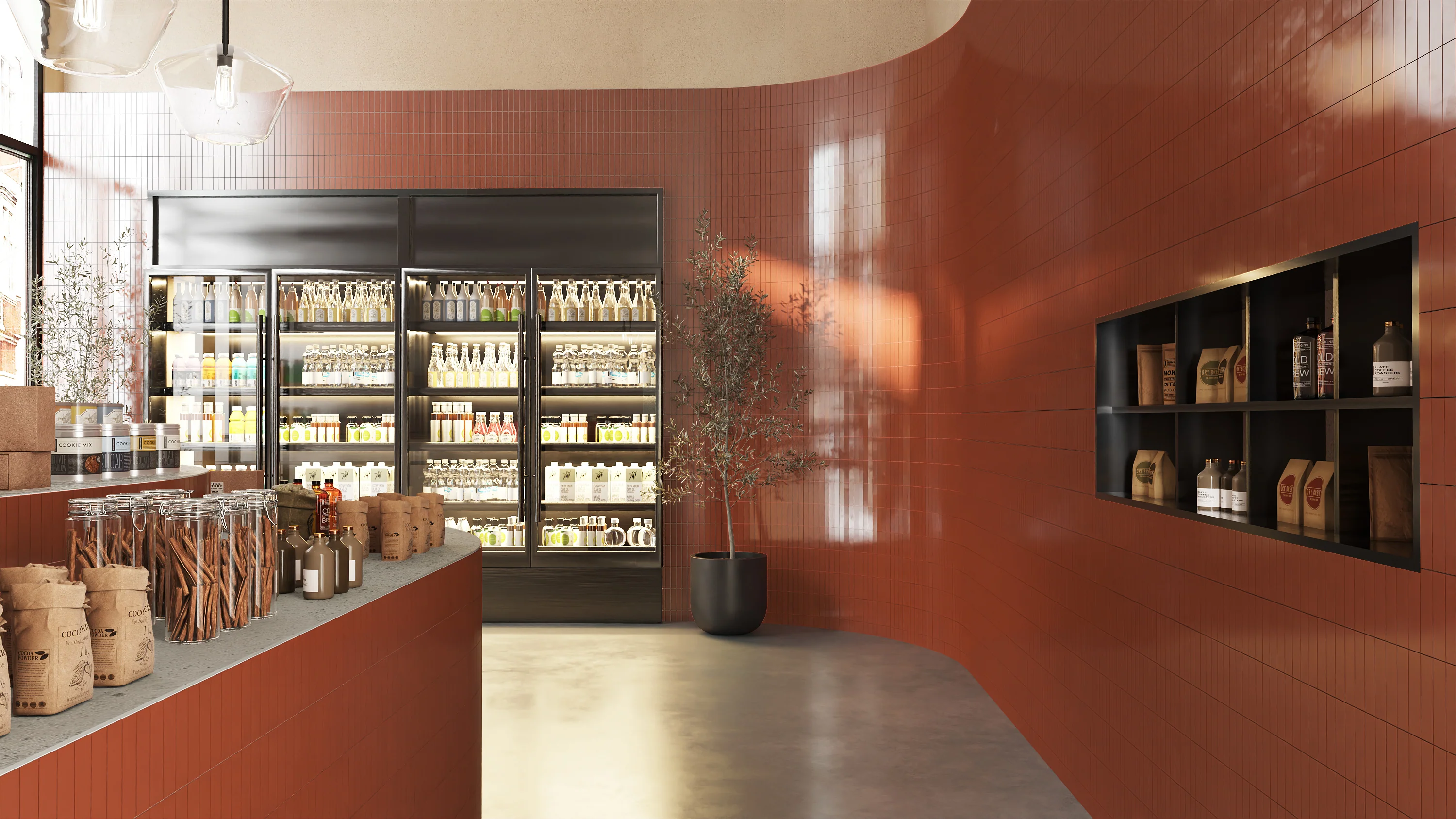 2x8 Natural Press Ceramic Tile in Red Iron Oxide Gloss - Rockland Interiors Inc.