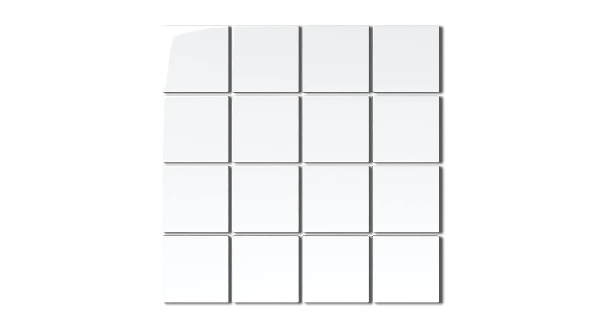 3x3 Straight Set Sheeted Natural Press Ceramic Mosaic Tile in Gesso Gloss - Rockland Interiors Inc.