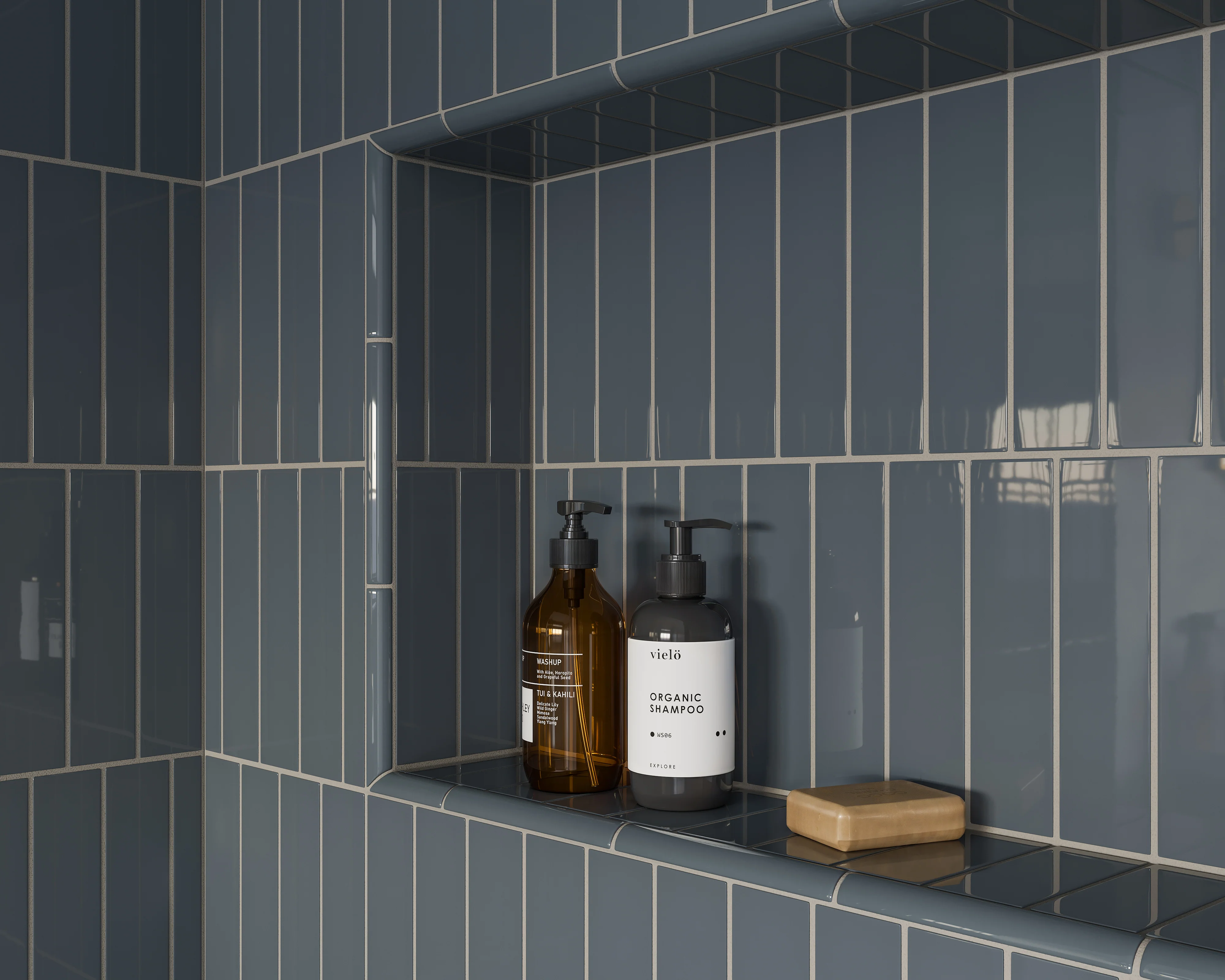 2x8 Natural Press Ceramic Tile in Indigo Gloss - Rockland Interiors Inc.