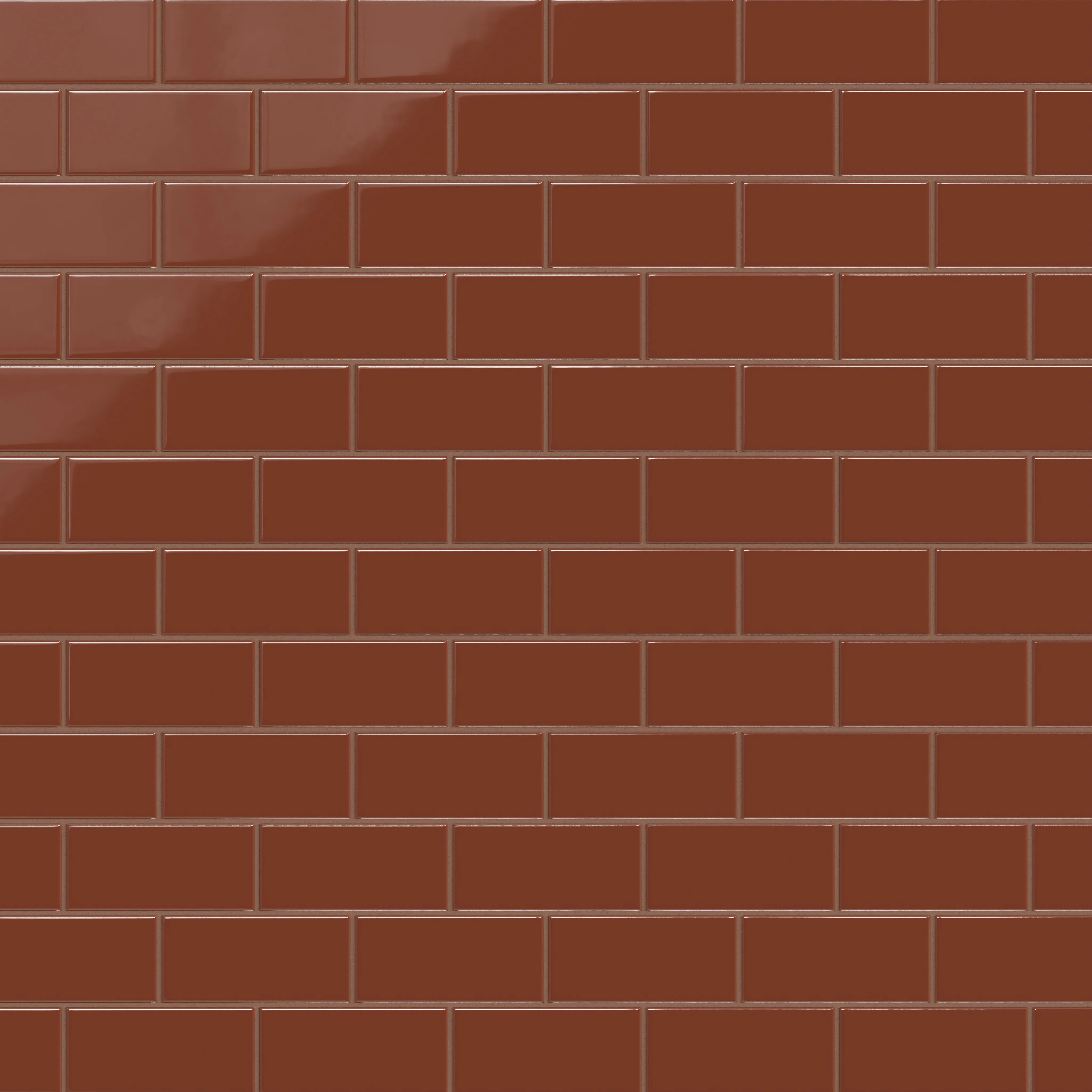 3x6 Natural Press Ceramic Tile in Red Iron Oxide Gloss - Rockland Interiors Inc.