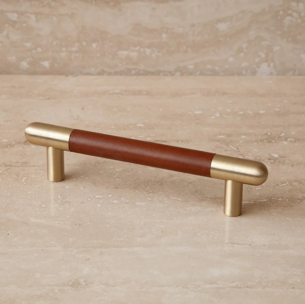 Mineral Leather Wrapped Metal Bar Pull - Rockland Interiors Inc.