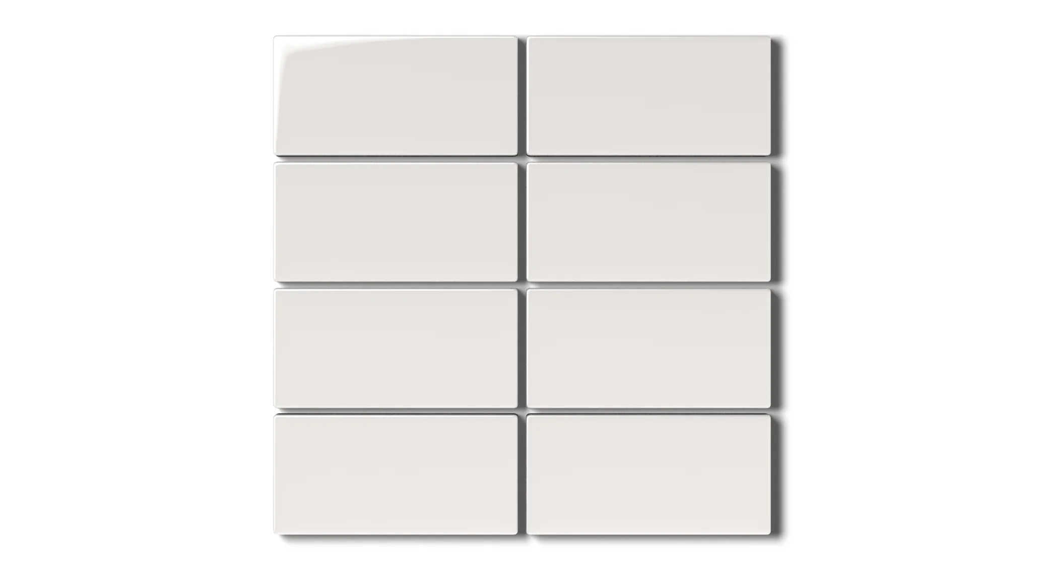 2x4 Straight Set Sheeted Natural Press Ceramic Mosaic Tile in Flake White Gloss - Rockland Interiors Inc.