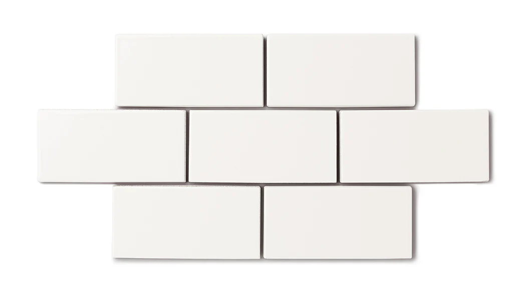 6x12 Natural Press Ceramic Tile in Flake White Gloss - Rockland Interiors Inc.