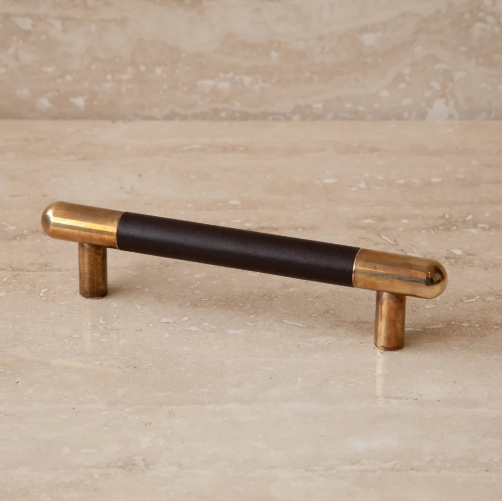 Mineral Leather Wrapped Metal Bar Pull - Rockland Interiors Inc.