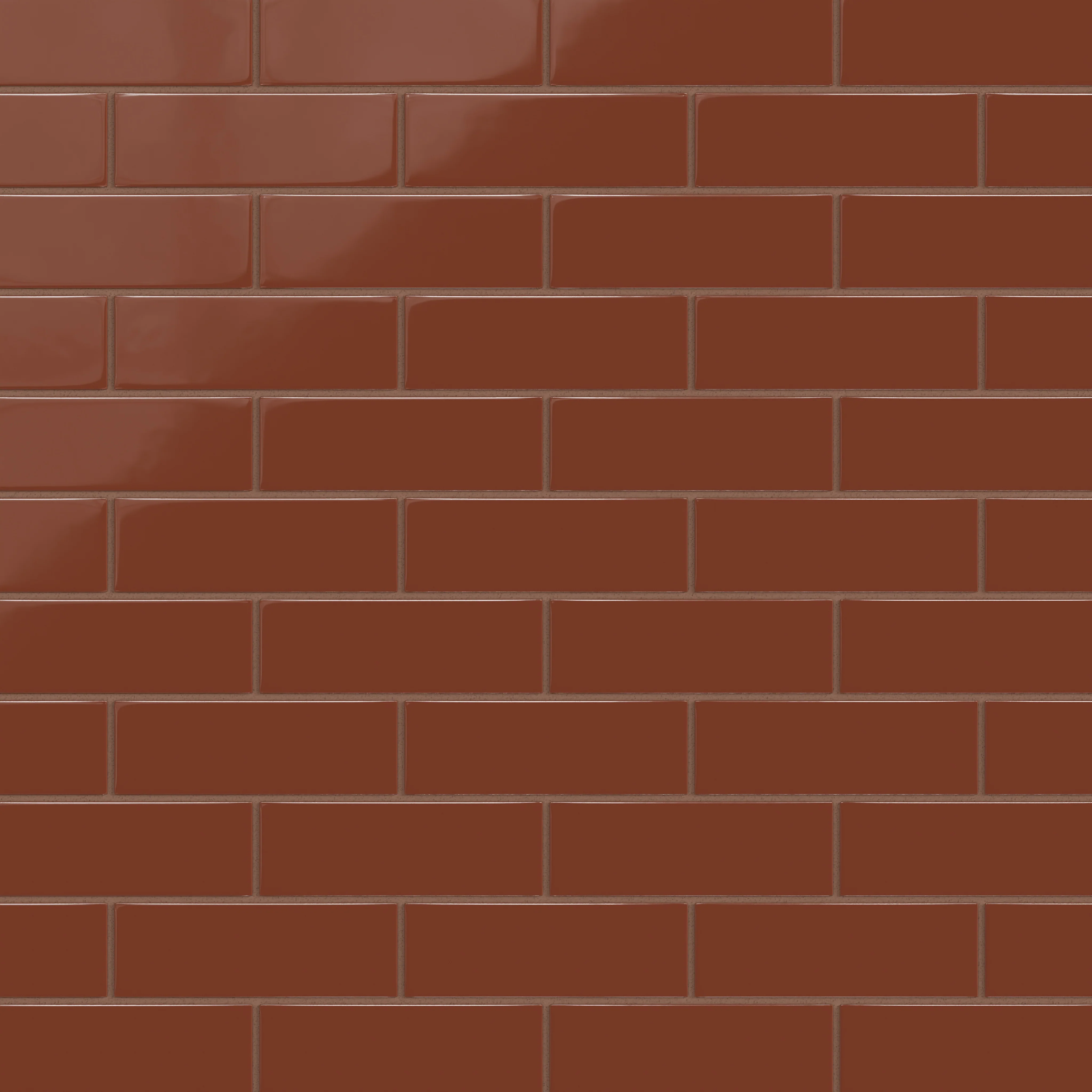 2x6 Natural Press Ceramic Tile in Red Iron Oxide Gloss - Rockland Interiors Inc.