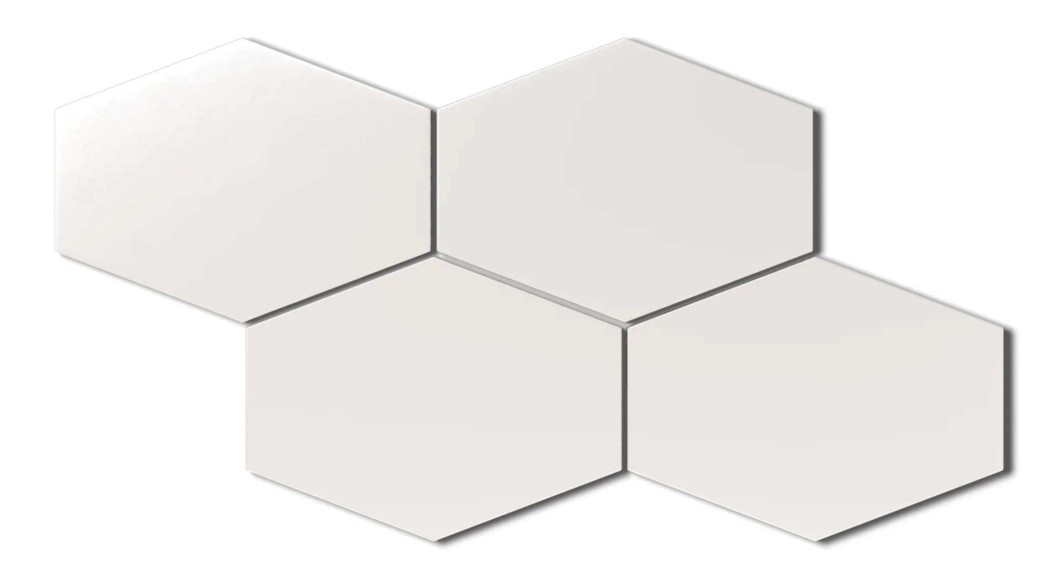 Elongated Hexagon Natural Press Ceramic Tile in Flake White Matte - Rockland Interiors Inc.