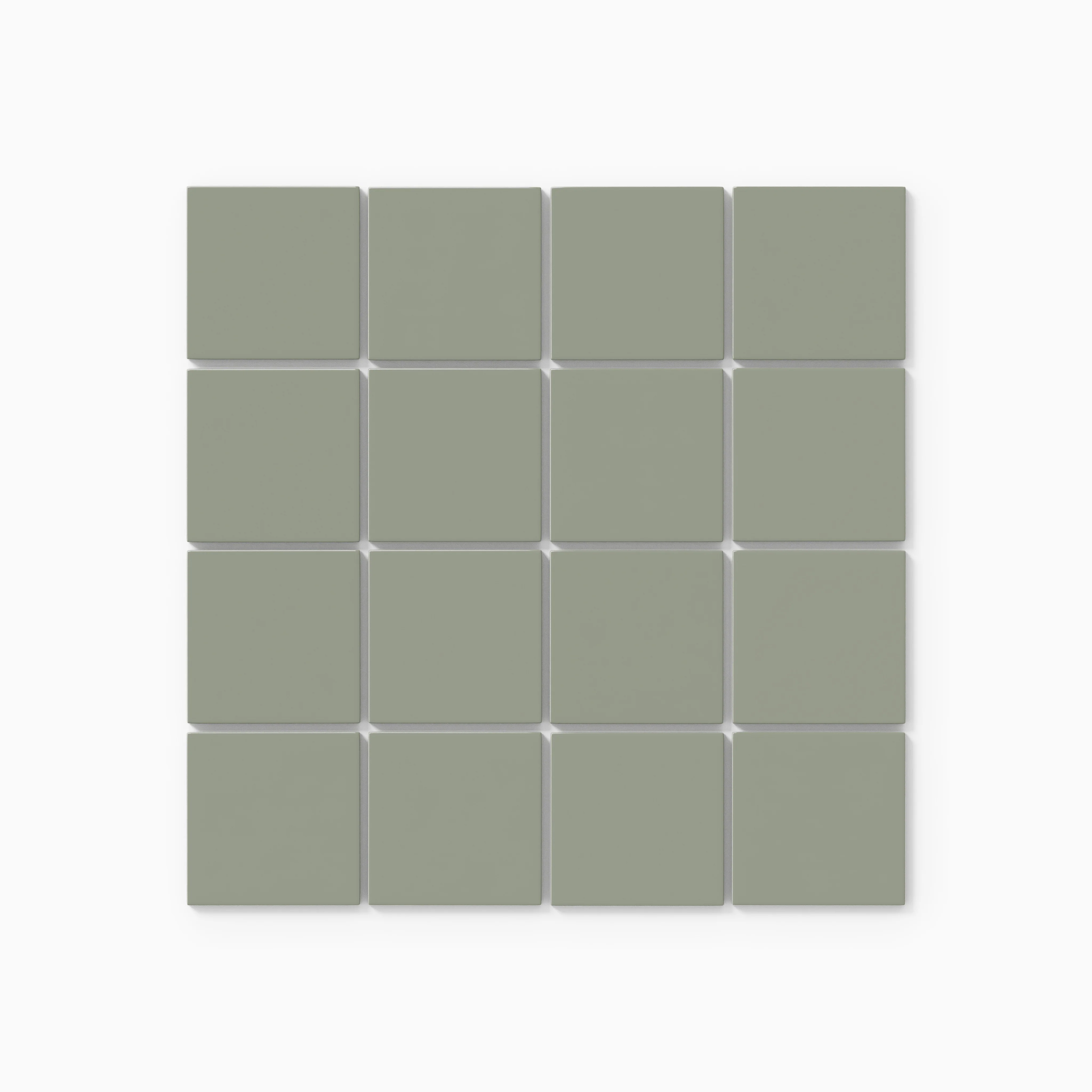 3x3 Straight Set Sheeted Natural Press Ceramic Mosaic Tile in Terre Verte Gloss - Rockland Interiors Inc.