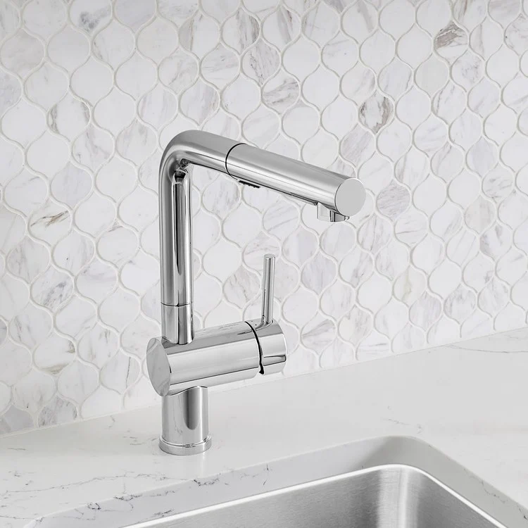Kitchen Faucet Linus 1 Lever CALGreen Chrome Pull-Out 2 Function 160 DEG Swivel 1 Hole 1.5 Gallons per Minute - Rockland Interiors Inc.