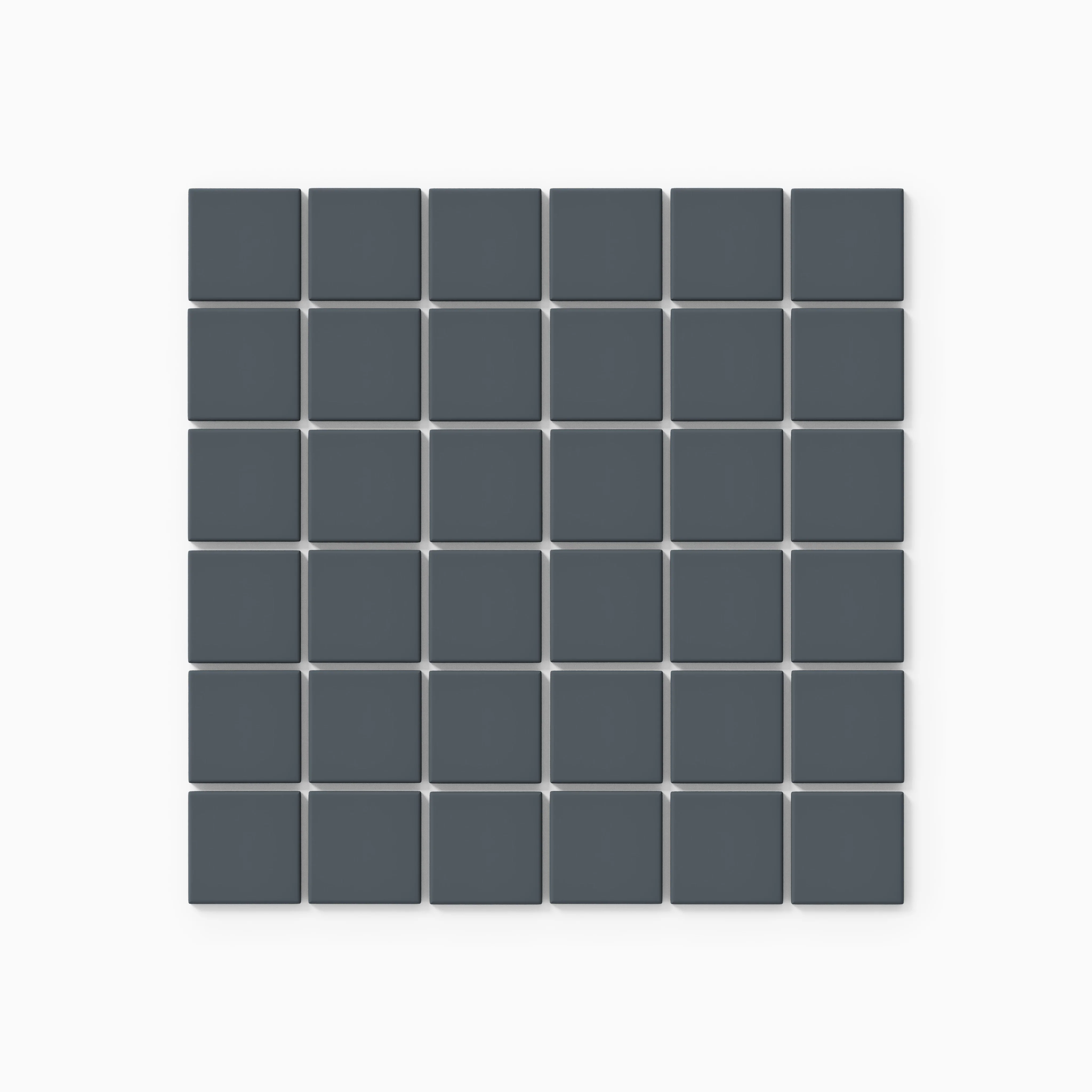 2x2 Straight Set Sheeted Natural Press Ceramic Mosaic Tile in Indigo Matte - Rockland Interiors Inc.
