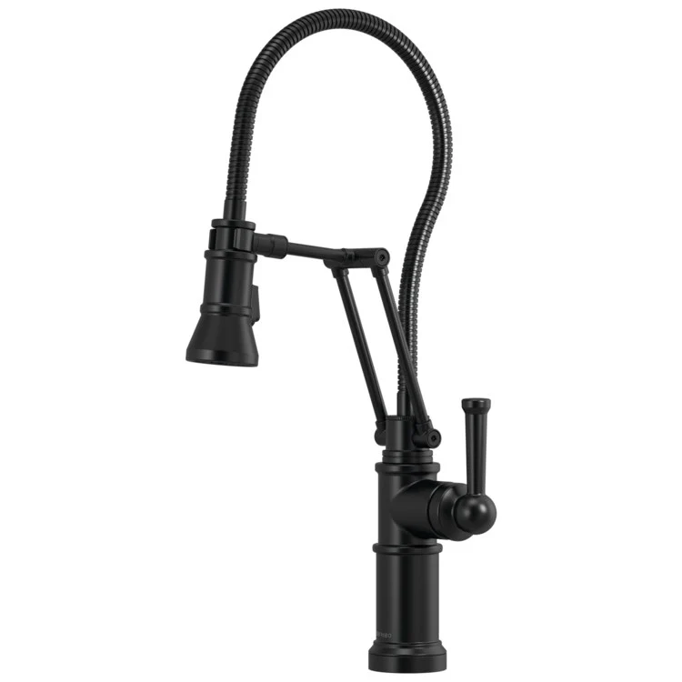 Kitchen Faucet Artesso with Finished Hose 1 Lever ADA Matte Black Pull Down 2 Function Dual Jointed 1 Hole 1.8 Gallons per Minute - Rockland Interiors Inc.