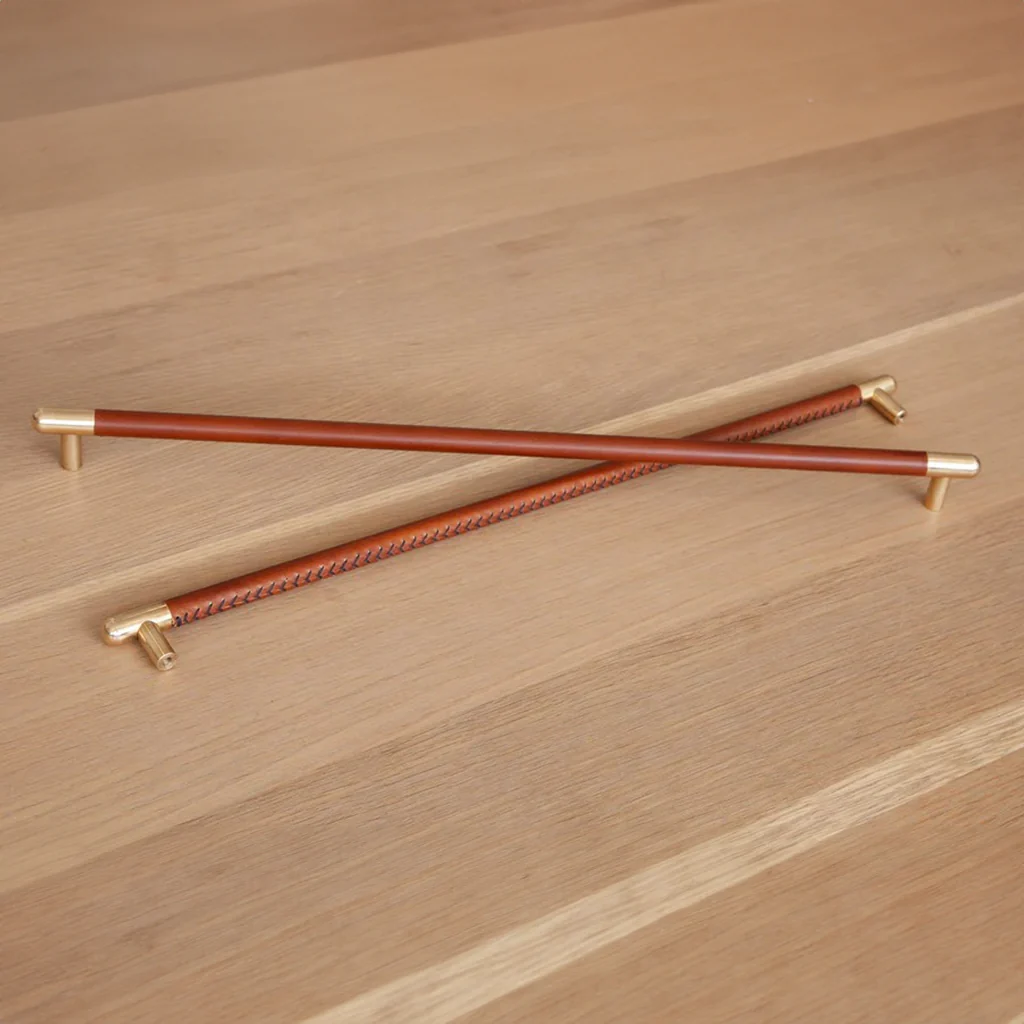 Mineral Leather Wrapped Metal Bar Pull - Rockland Interiors Inc.