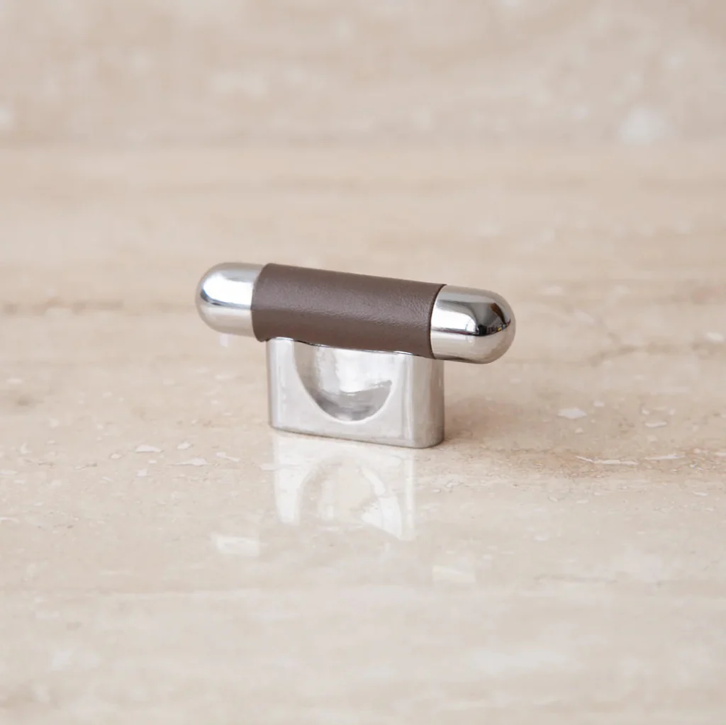 Mineral Leather Wrapped Metal Knob - Rockland Interiors Inc.