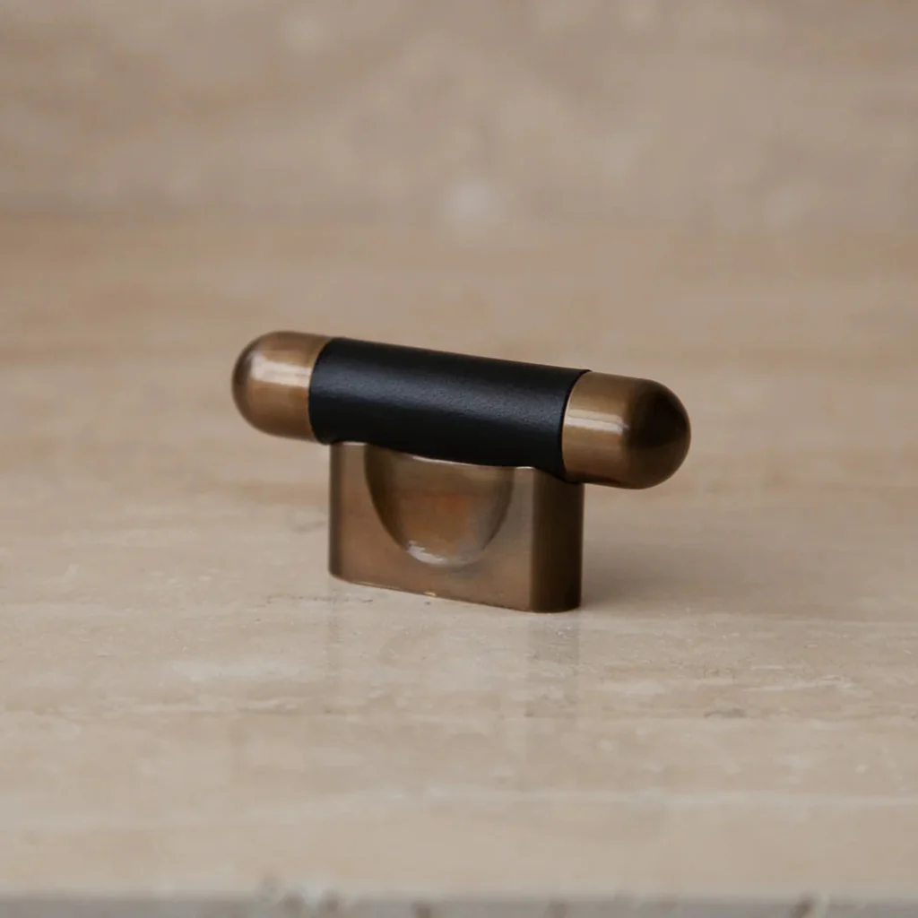 Mineral Leather Wrapped Metal Knob - Rockland Interiors Inc.