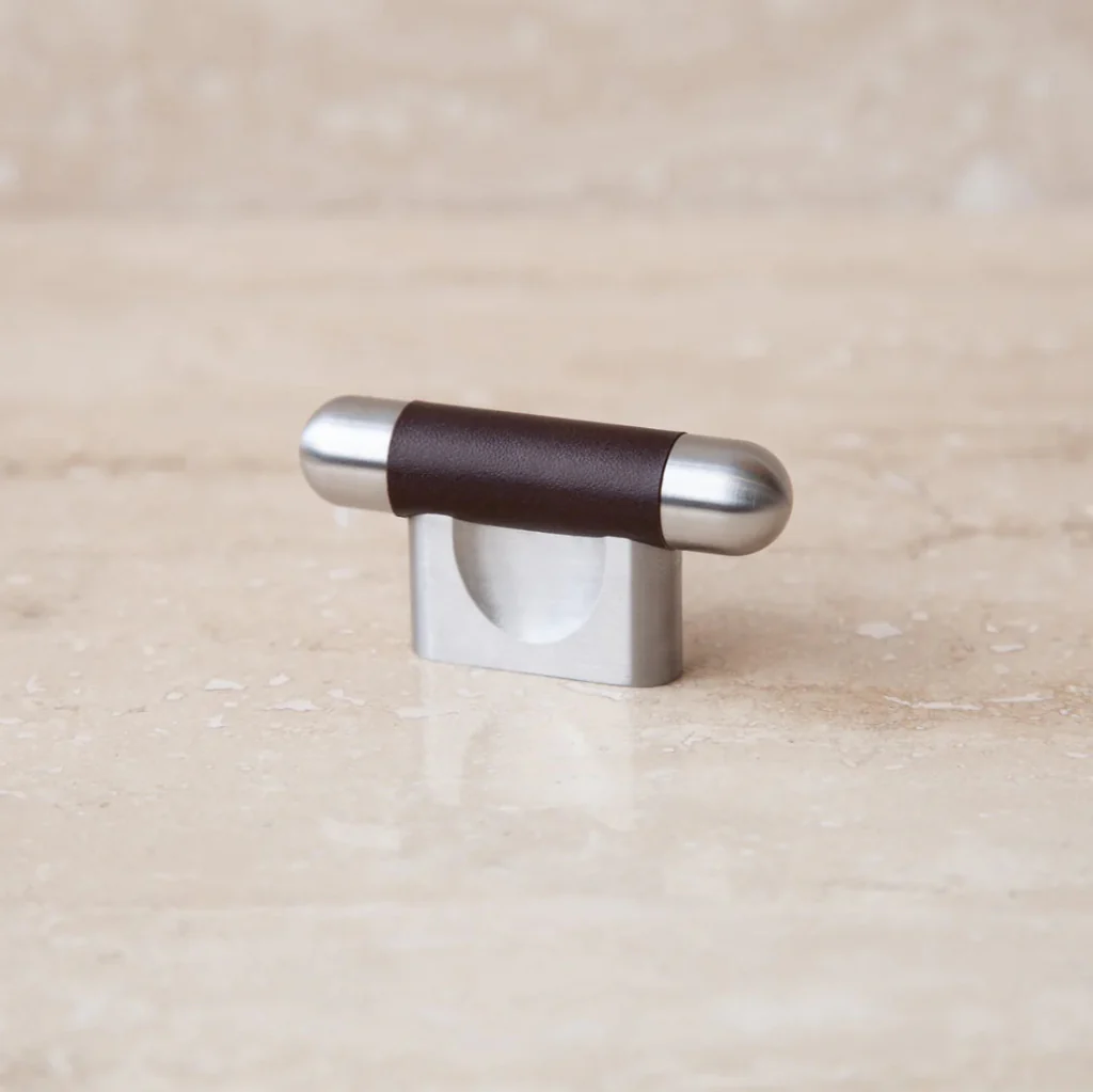 Mineral Leather Wrapped Metal Knob - Rockland Interiors Inc.