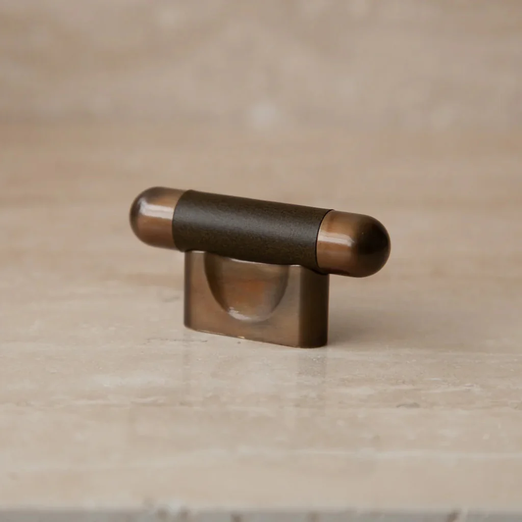 Mineral Leather Wrapped Metal Knob - Rockland Interiors Inc.