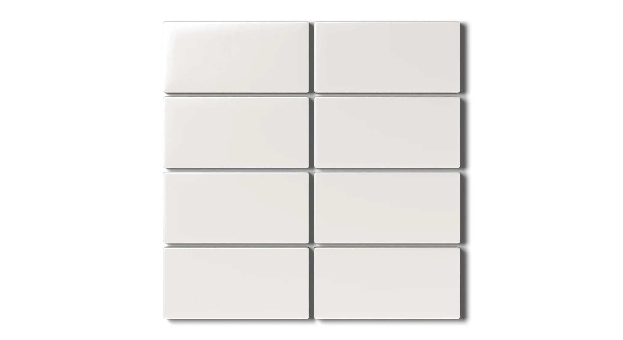 2x4 Straight Set Sheeted Natural Press Ceramic Mosaic Tile in Flake White Matte - Rockland Interiors Inc.