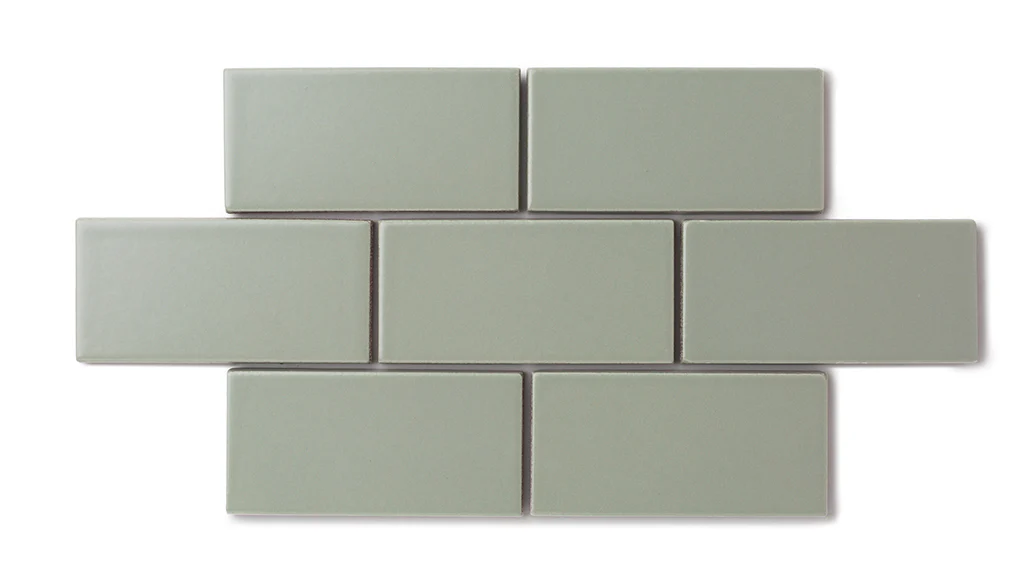 2x6 Natural Press Ceramic Tile in Terre Verte Matte - Rockland Interiors Inc.