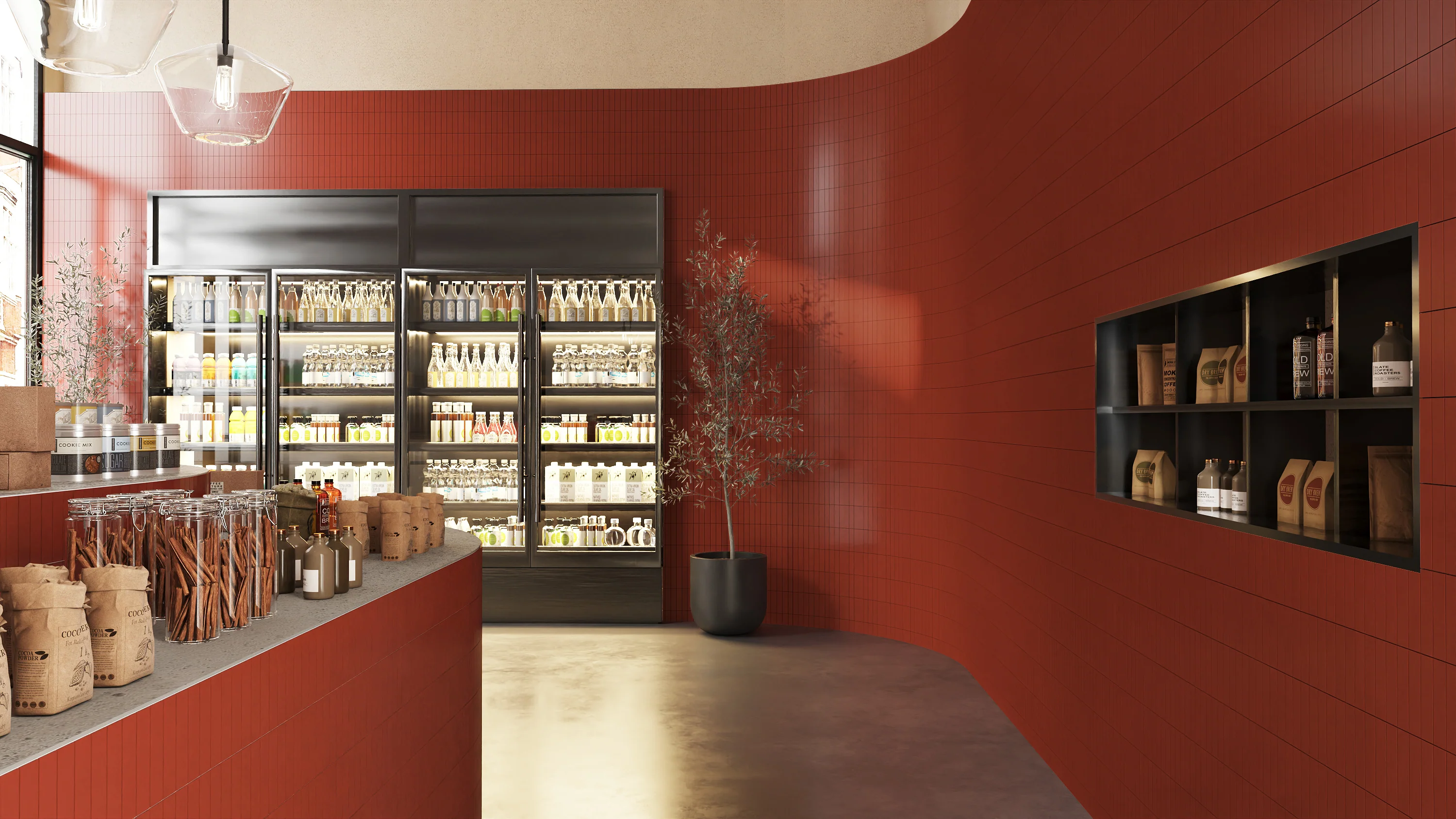 2x8 Natural Press Ceramic Tile in Carmine Matte - Rockland Interiors Inc.