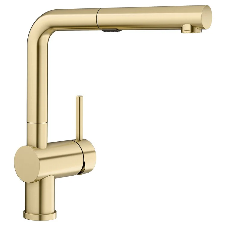Kitchen Faucet Linus 1 Lever CALGreen CEC Satin Gold Pull-Out 2 Function L-Shaped 140 DEG Swivel 1 Hole 1.5 Gallons per Minute - Rockland Interiors Inc.
