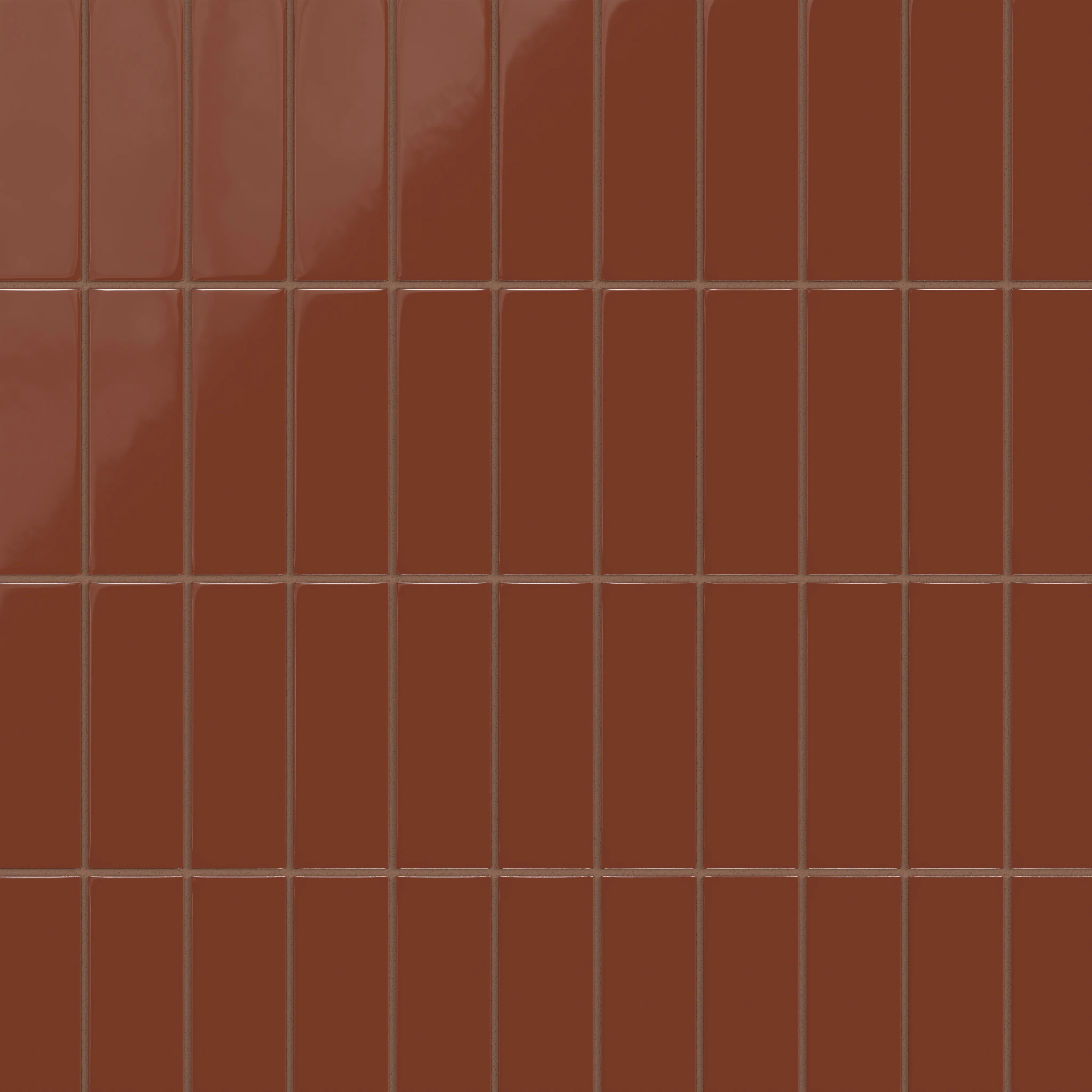 2x6 Natural Press Ceramic Tile in Red Iron Oxide Gloss - Rockland Interiors Inc.