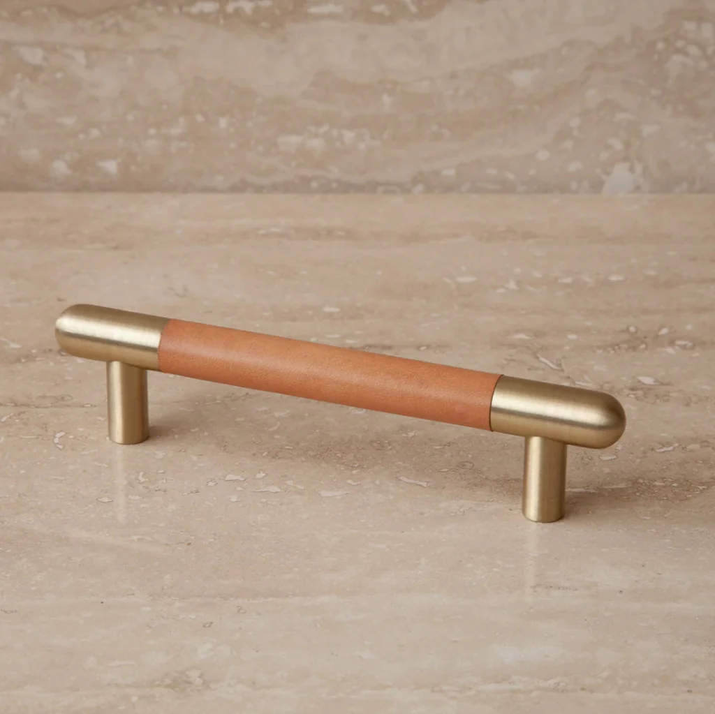 Mineral Leather Wrapped Metal Bar Pull - Rockland Interiors Inc.