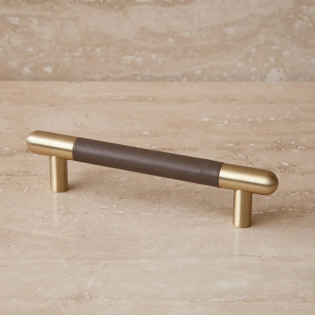Mineral Leather Wrapped Metal Bar Pull - Rockland Interiors Inc.