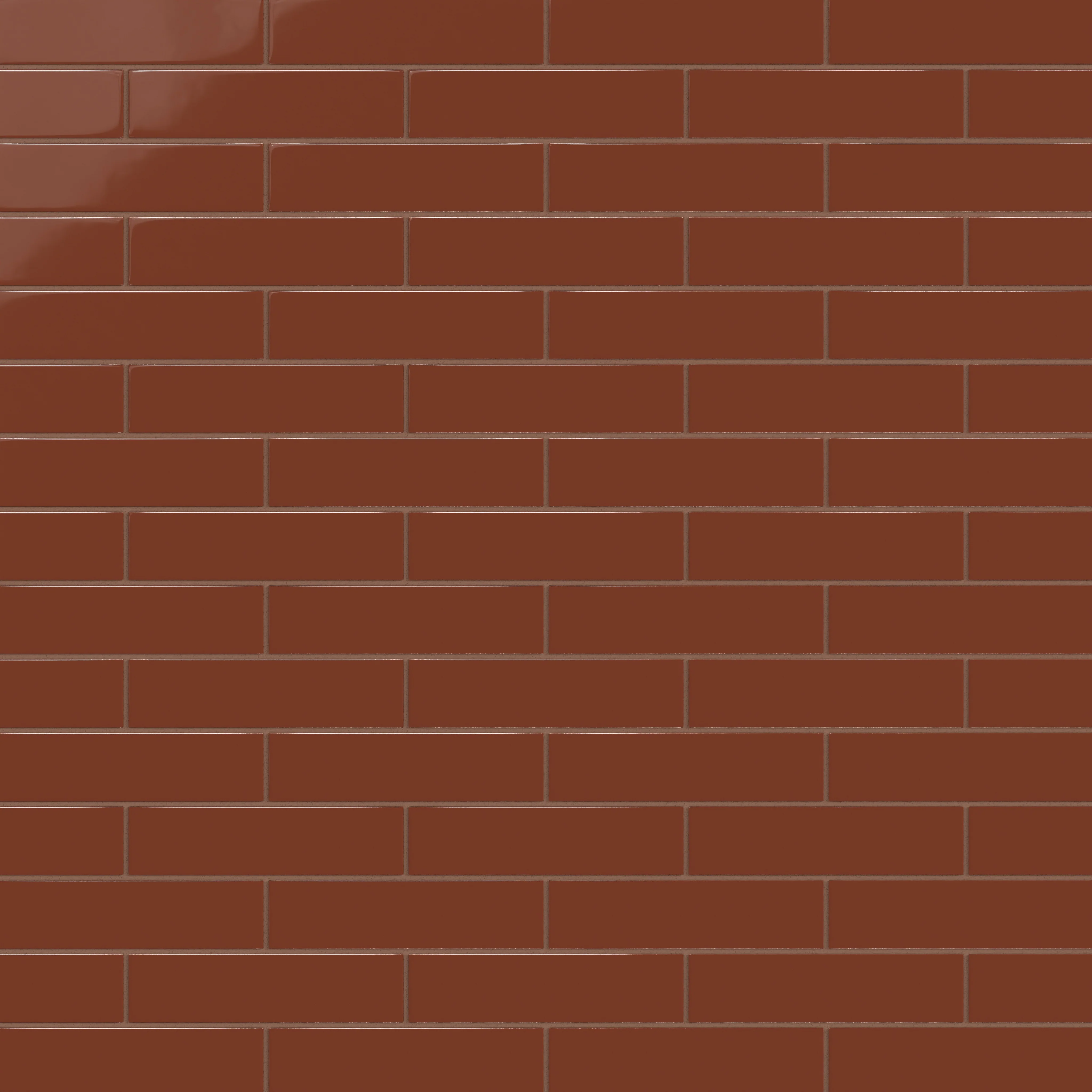 2x8 Natural Press Ceramic Tile in Red Iron Oxide Gloss - Rockland Interiors Inc.