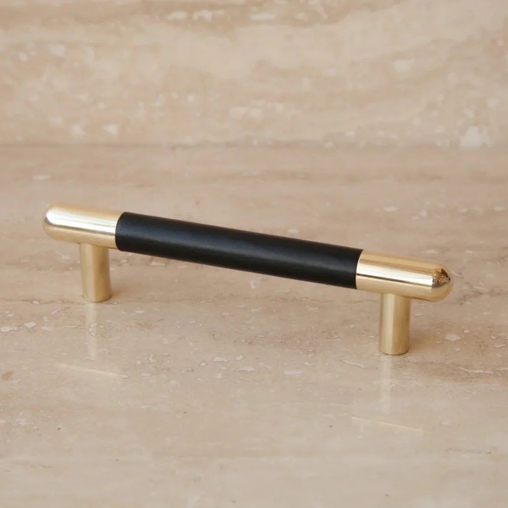Mineral Leather Wrapped Metal Bar Pull - Rockland Interiors Inc.