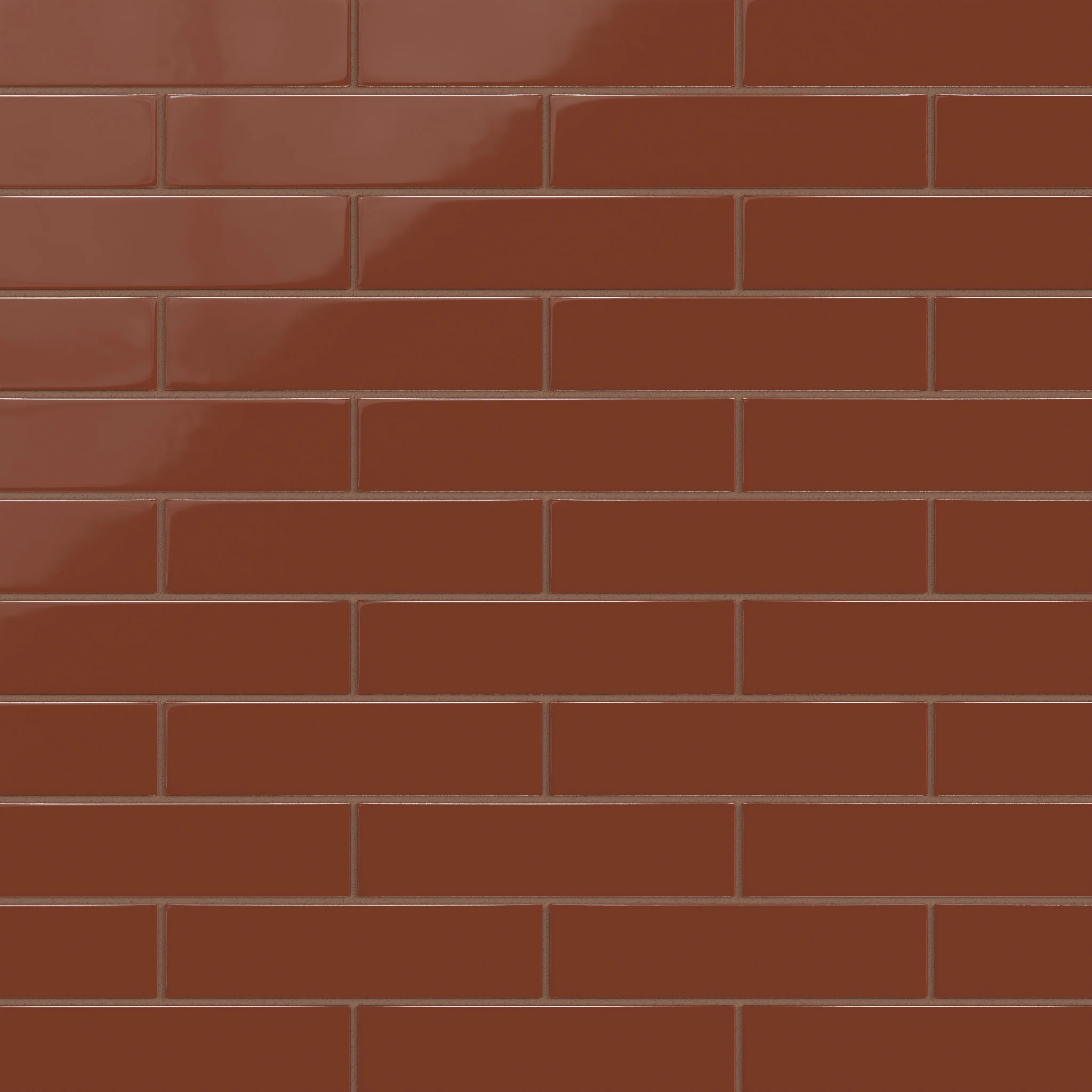 2x8 Natural Press Ceramic Tile in Red Iron Oxide Gloss - Rockland Interiors Inc.