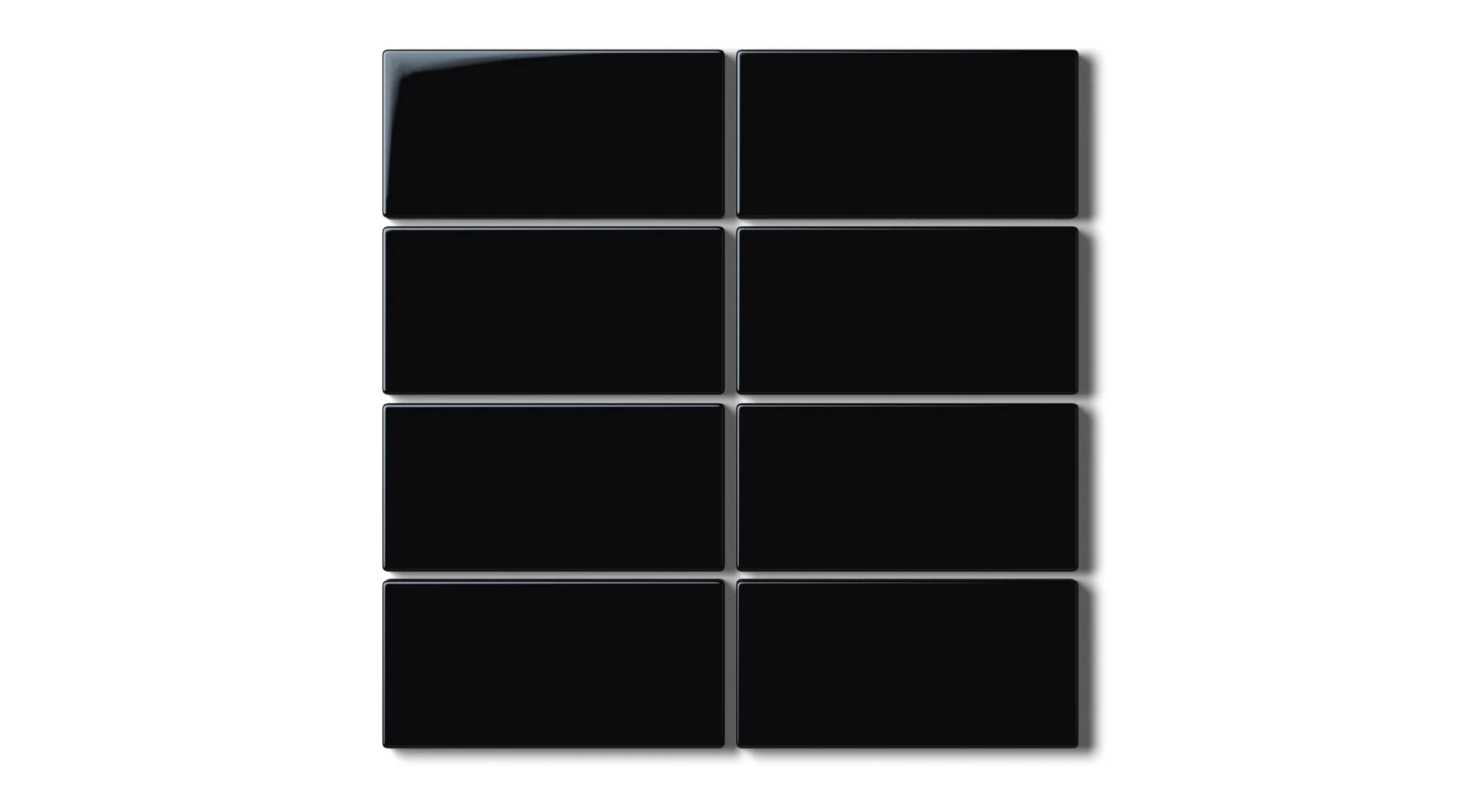 2x4 Straight Set Sheeted Natural Press Ceramic Mosaic Tile in Bone Black Gloss - Rockland Interiors Inc.