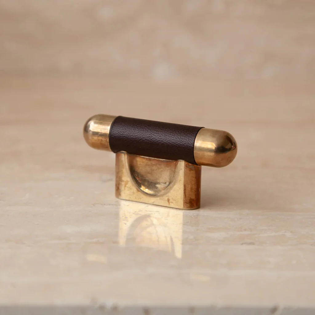 Mineral Leather Wrapped Metal Knob - Rockland Interiors Inc.