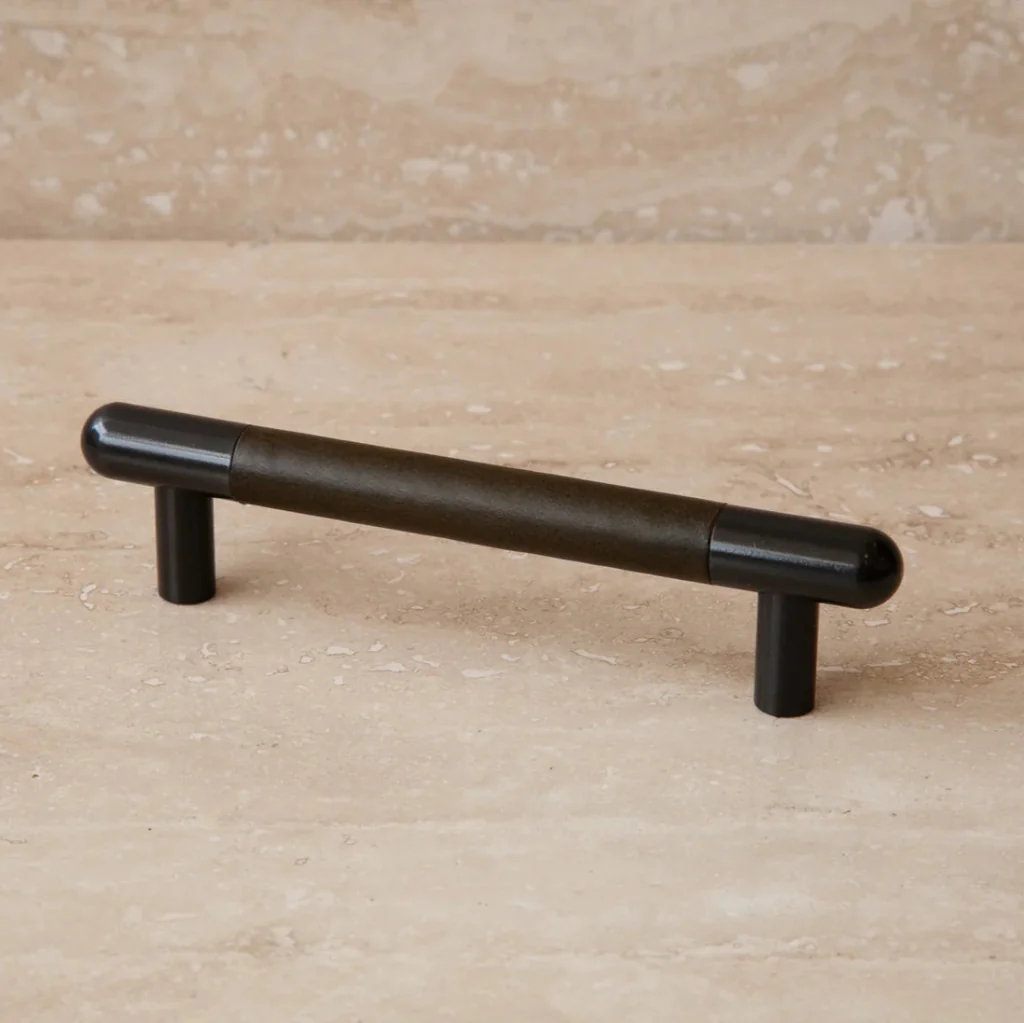 Mineral Leather Wrapped Metal Bar Pull - Rockland Interiors Inc.
