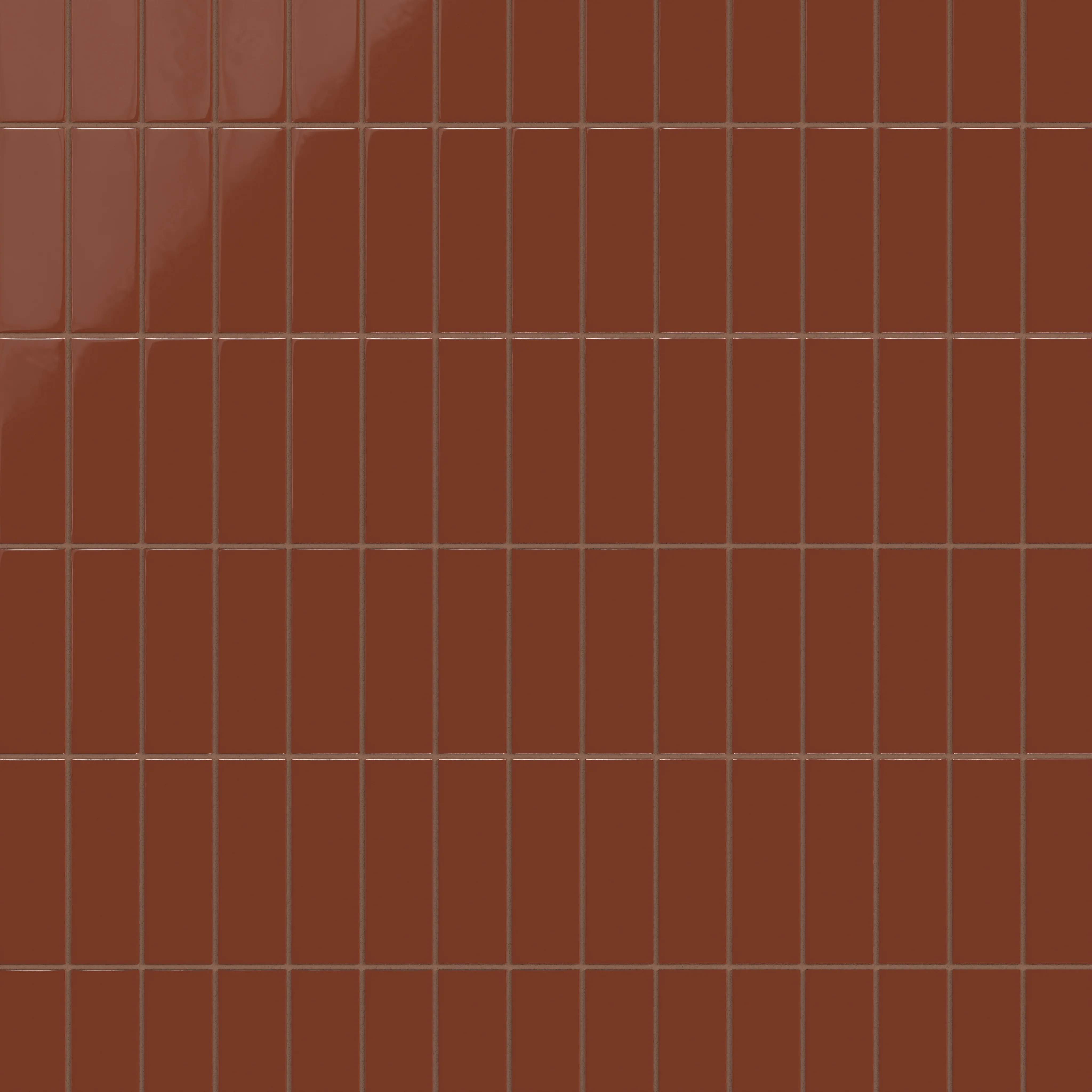 2x6 Natural Press Ceramic Tile in Red Iron Oxide Gloss - Rockland Interiors Inc.