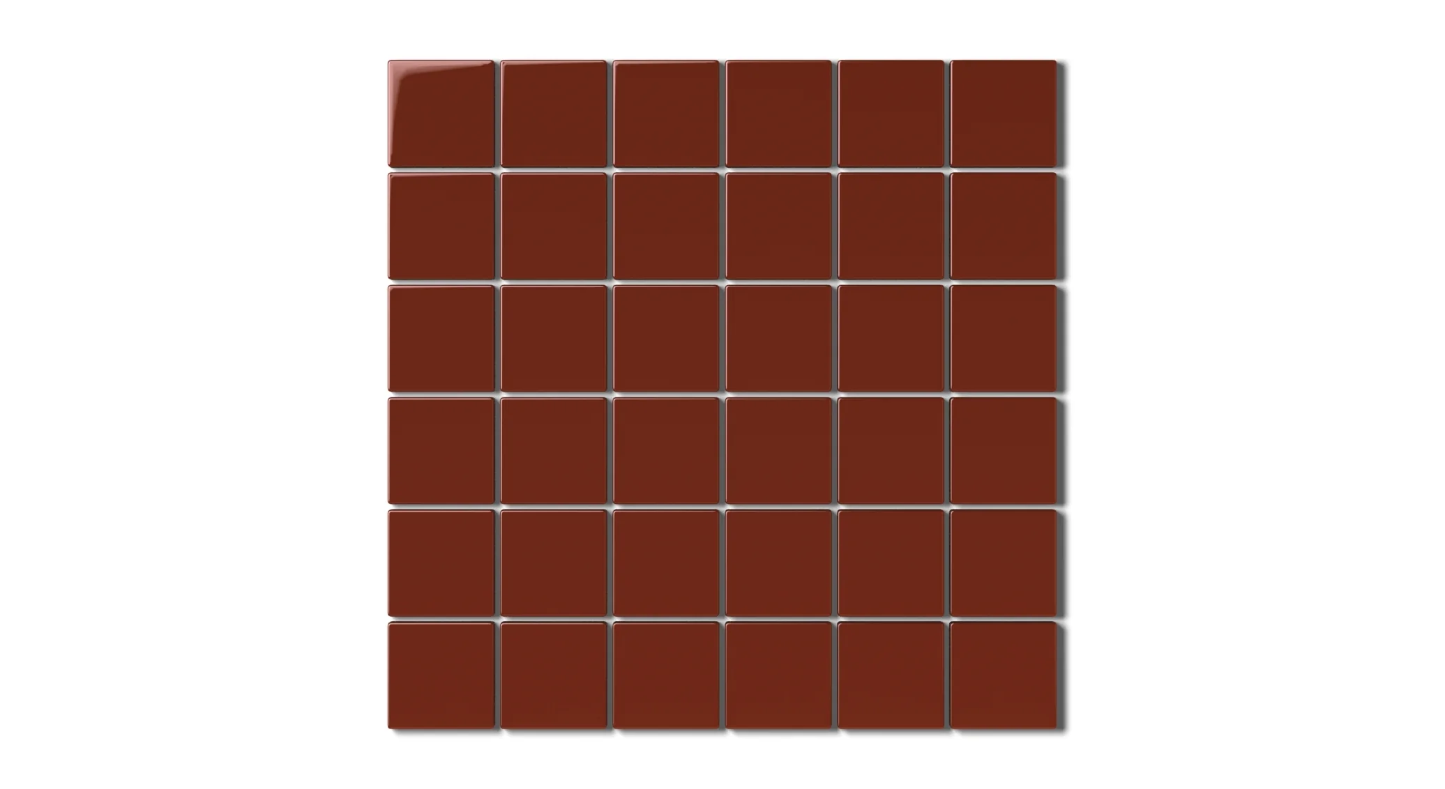 2x2 Straight Set Sheeted Natural Press Ceramic Mosaic Tile in Carmine Gloss - Rockland Interiors Inc.