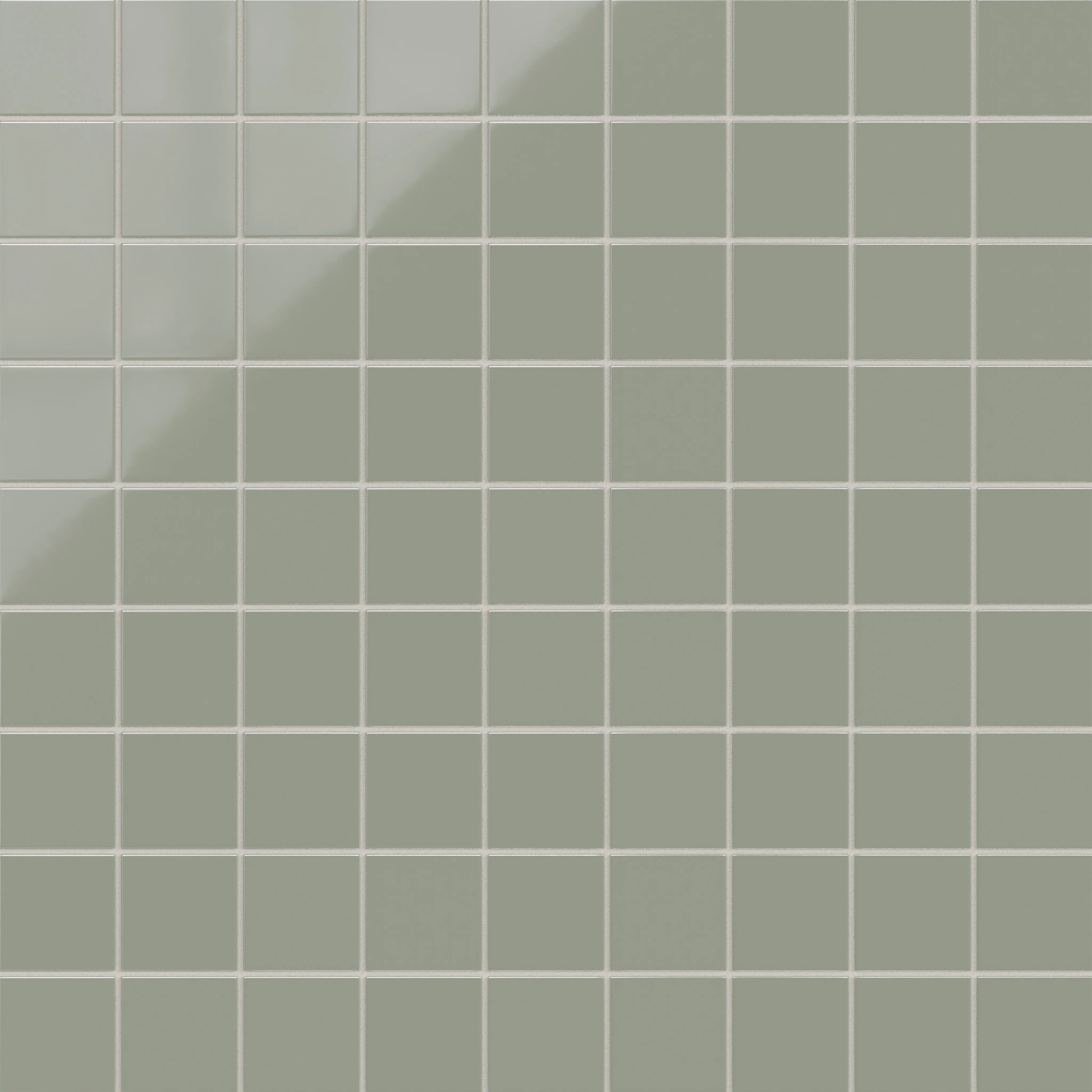 3x3 Straight Set Sheeted Natural Press Ceramic Mosaic Tile in Terre Verte Gloss - Rockland Interiors Inc.