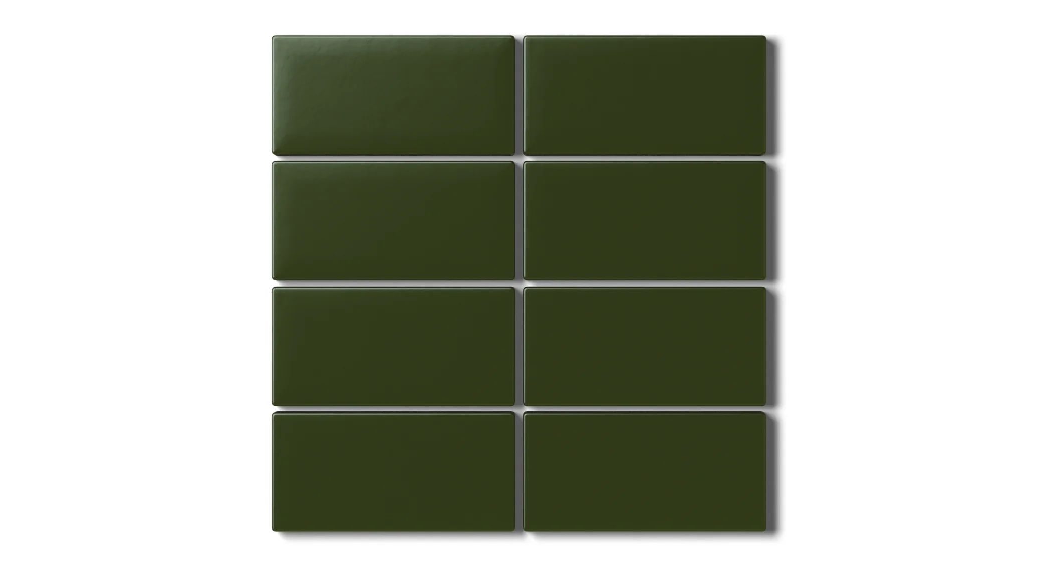 2x4 Straight Set Sheeted Natural Press Ceramic Mosaic Tile in Green Apatite Matte - Rockland Interiors Inc.